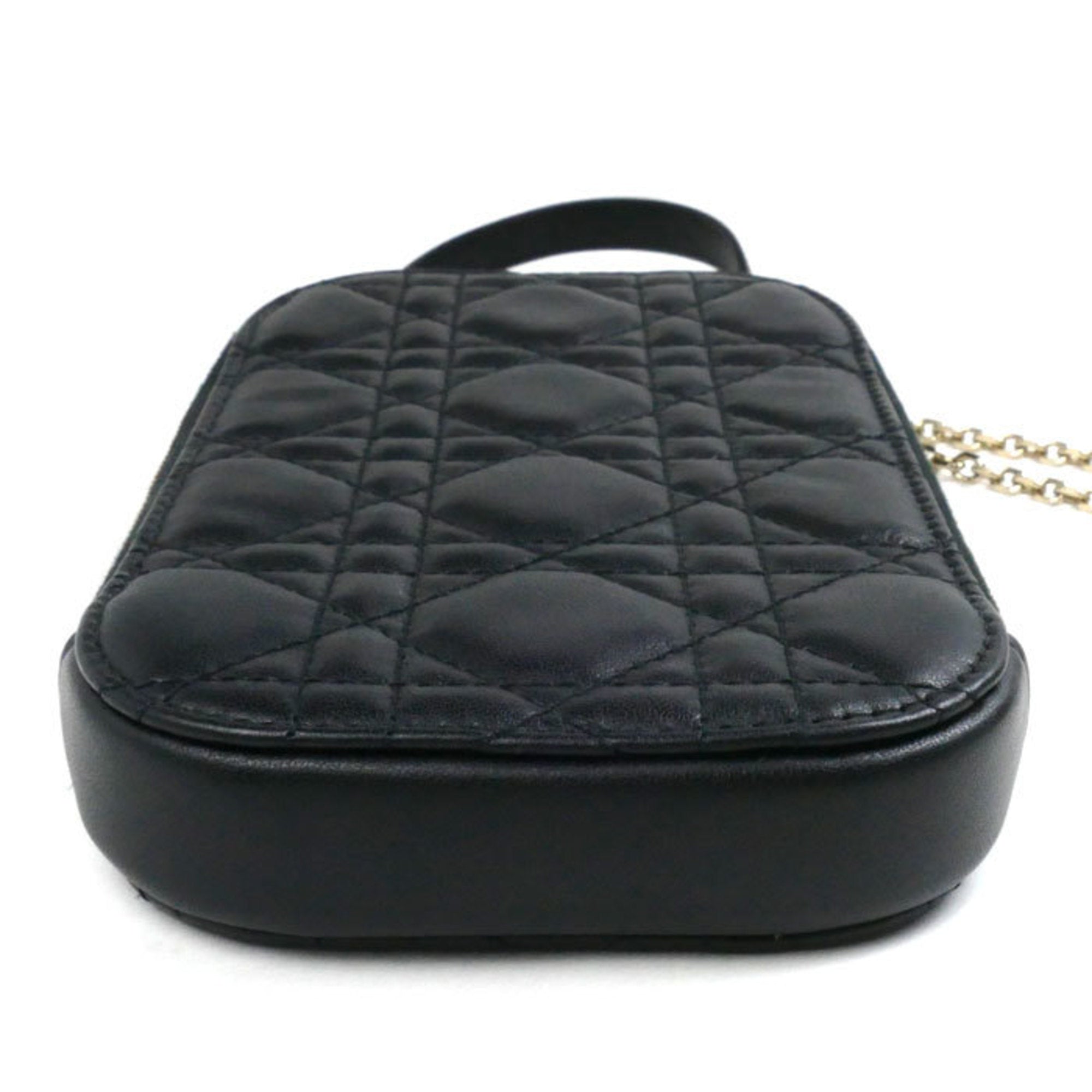 Christian Dior Lady Dior Black Leather Pouch Shoulder Bag ()