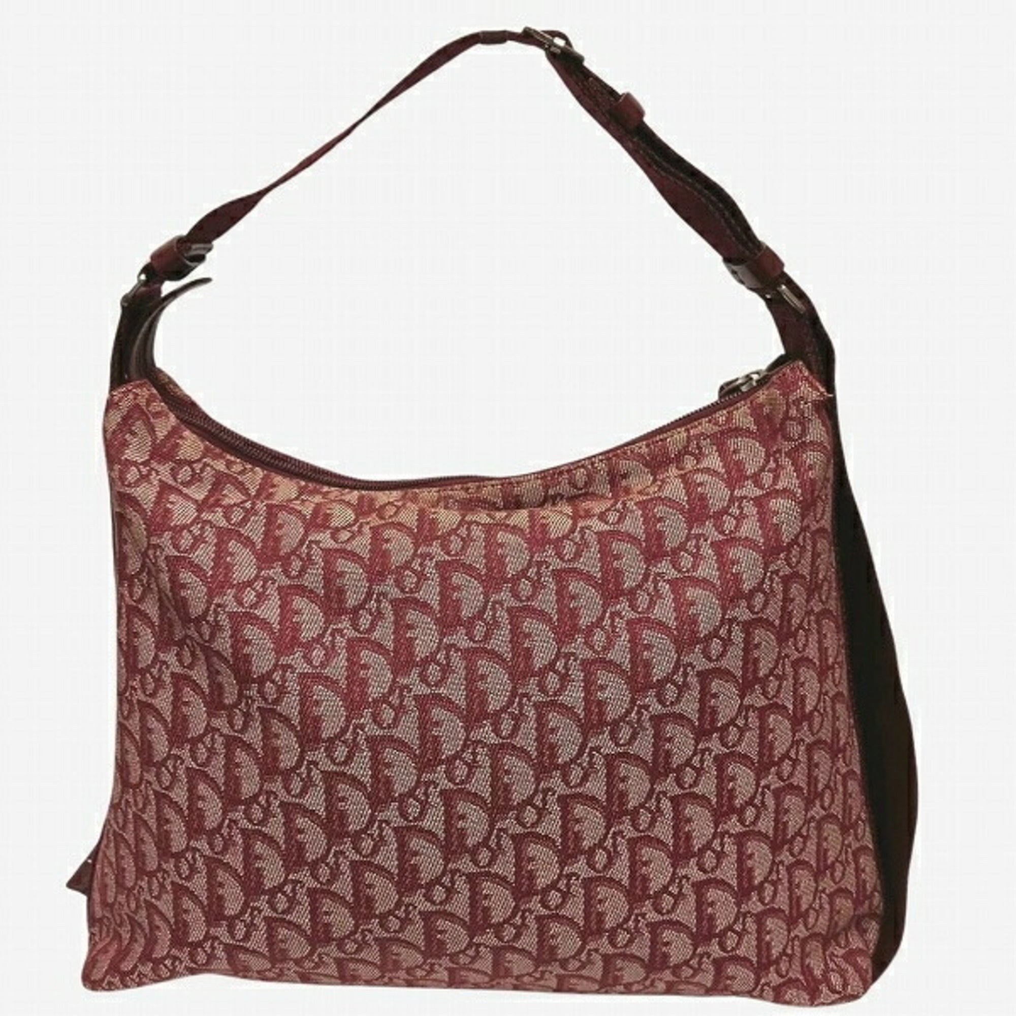 Christian Dior Trotter Bordeaux Canvas Leather Shoulder Bag ()