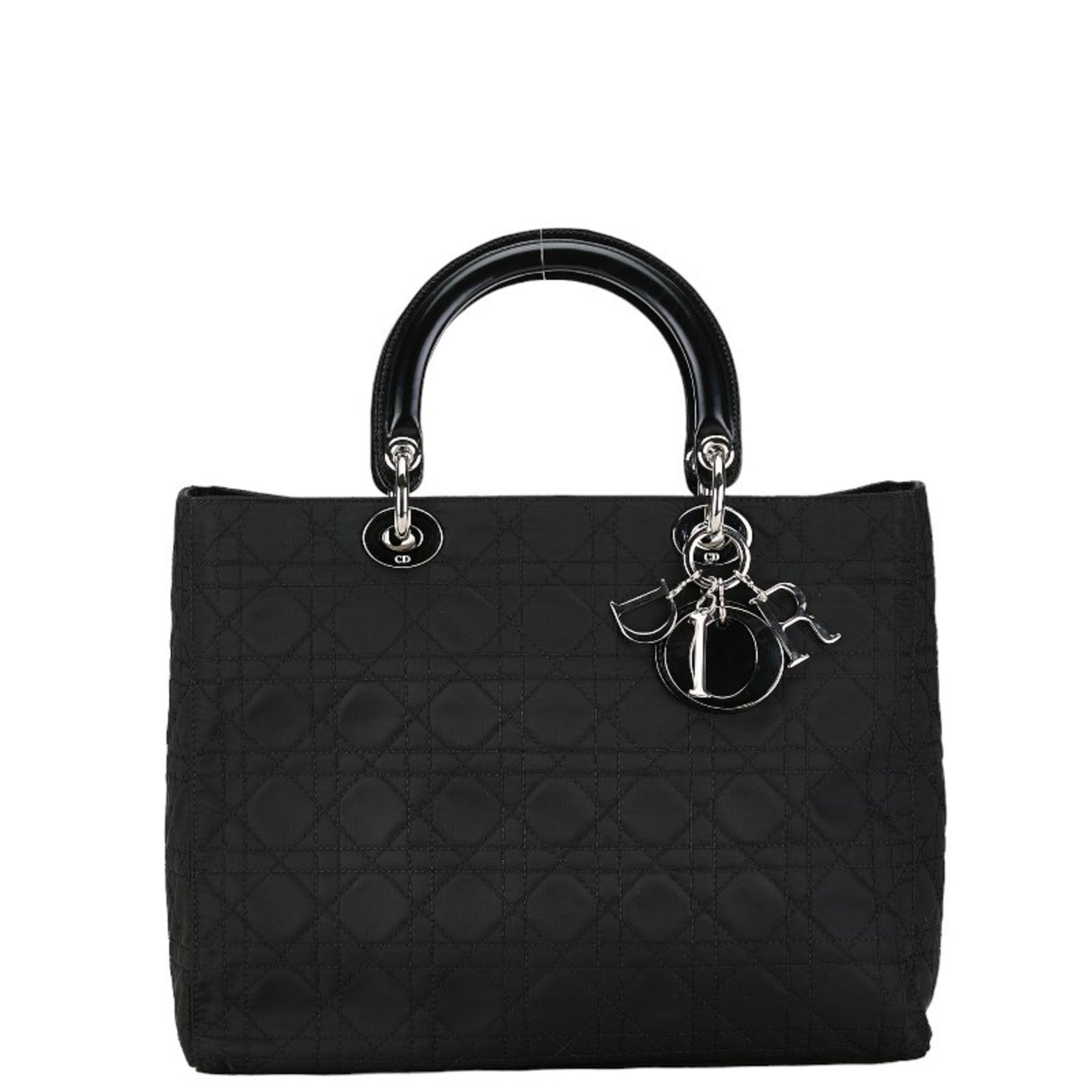 Christian Dior Black Cotton Leather Handbag Pochette Pouch Shoulder Bag ()