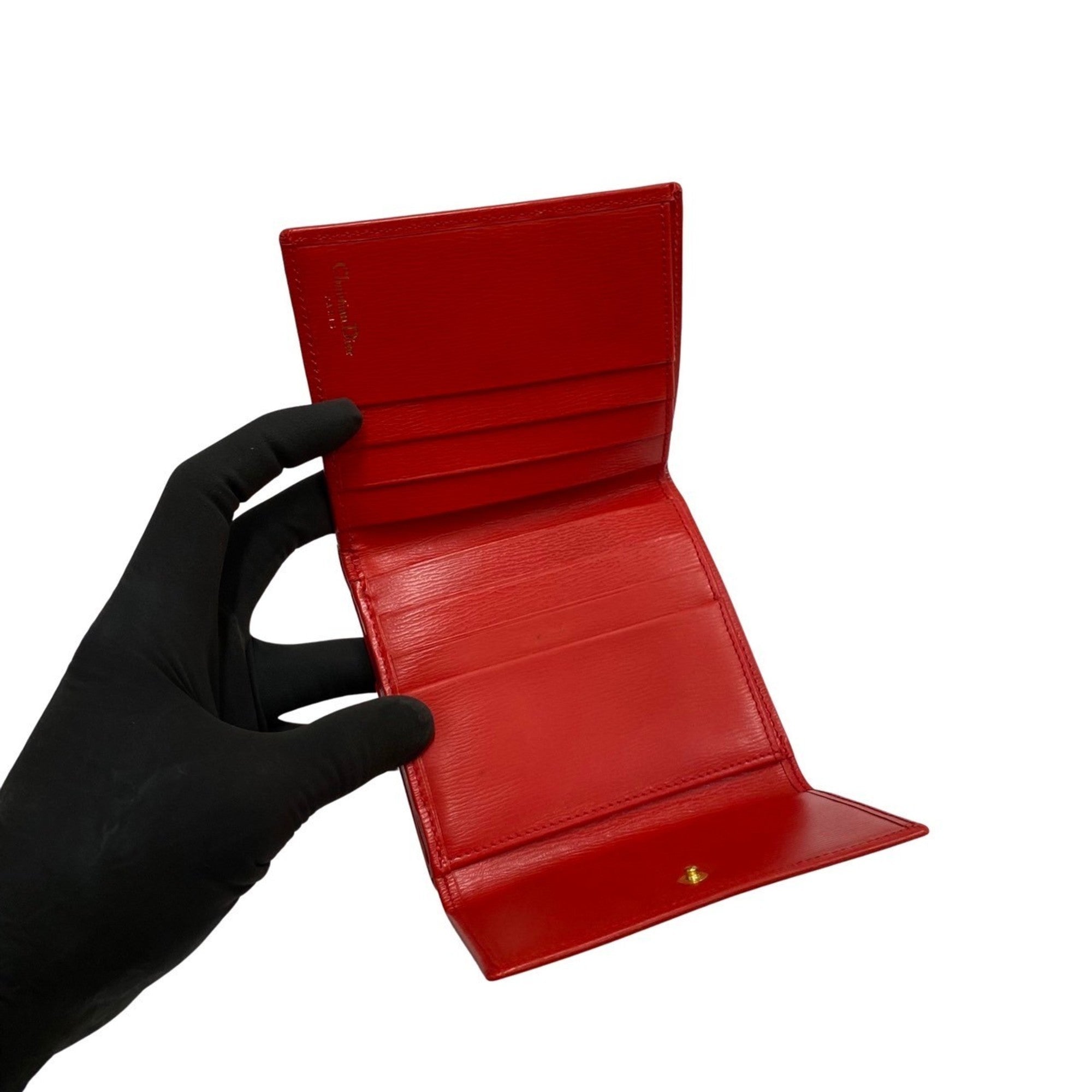 Christian Dior Red Color Leather Wallet (Tri-Fold) ()