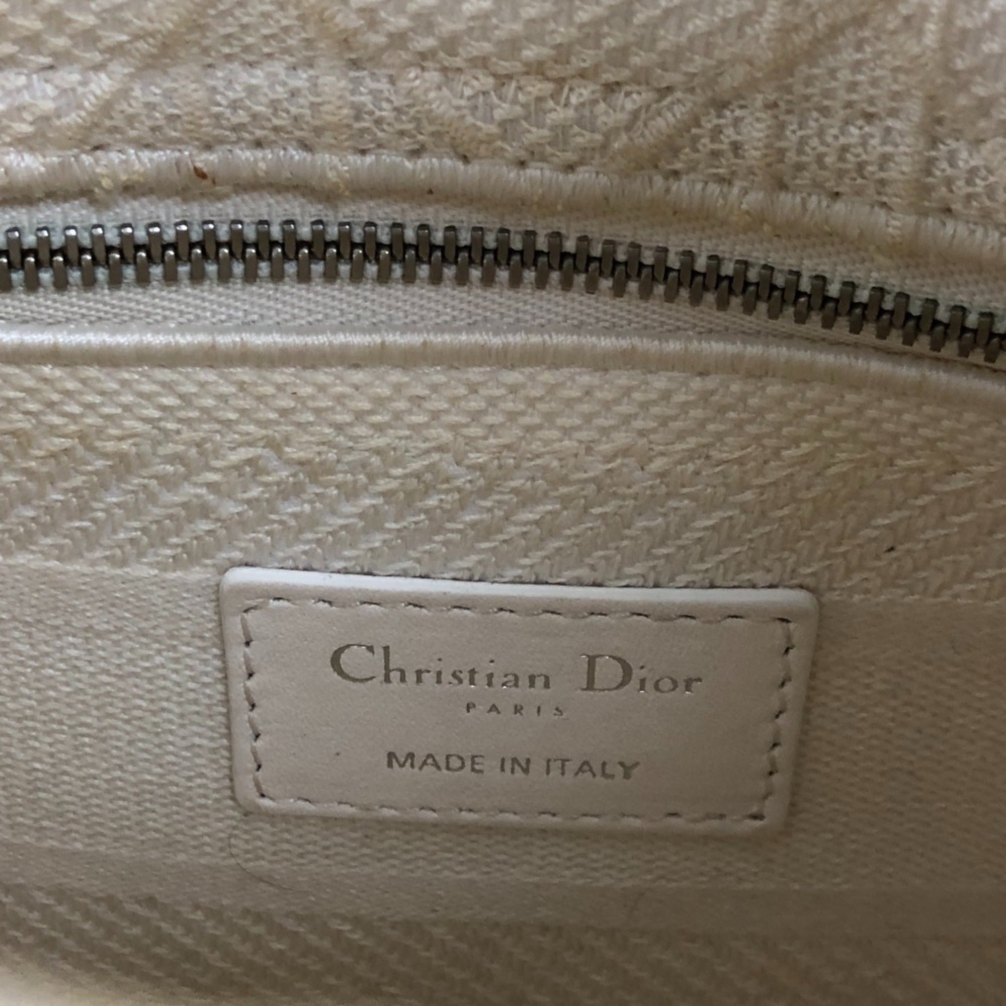 Christian Dior Lady Dior White Canvas Handbag ()