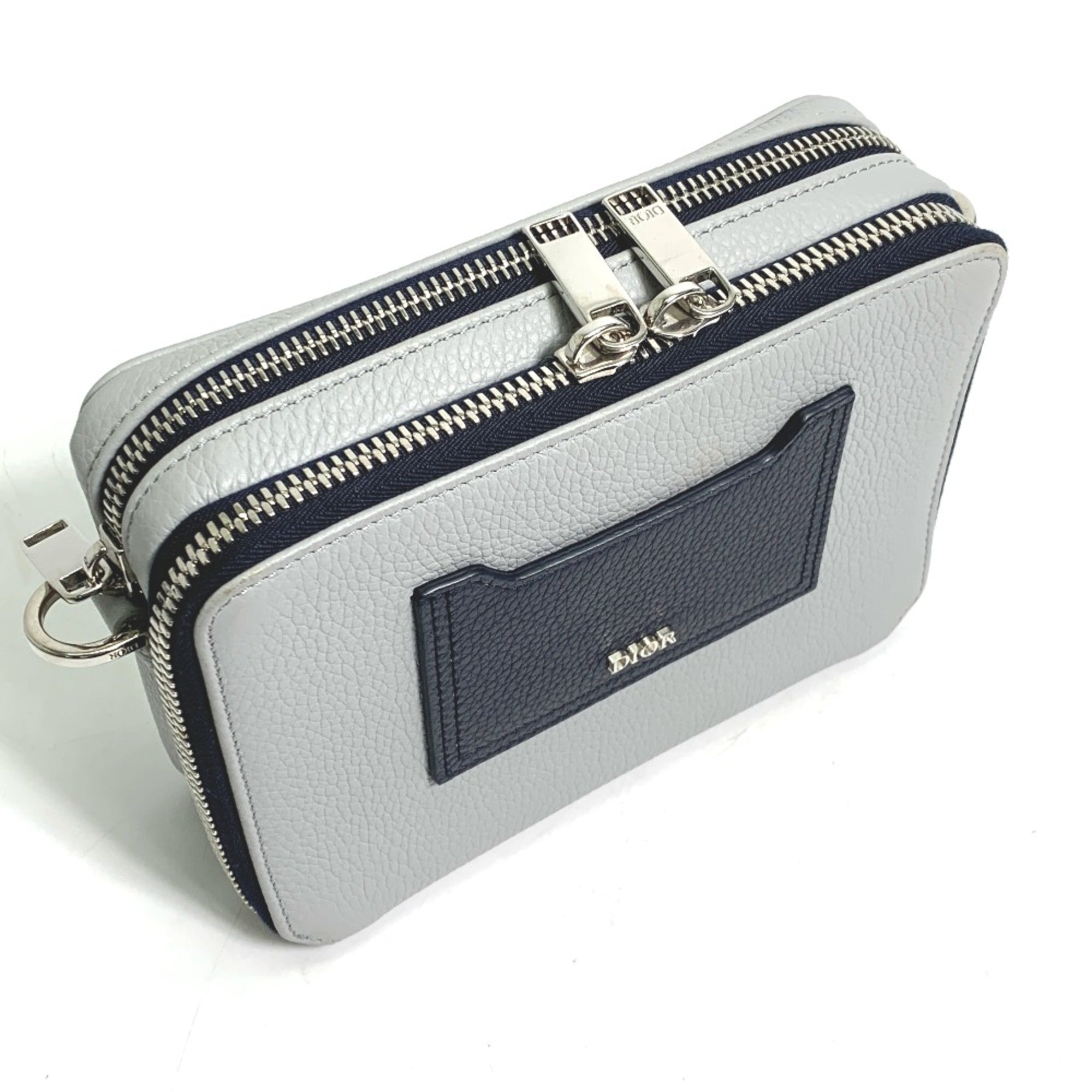 Christian Dior Gray Leather Shoulder Bag ()