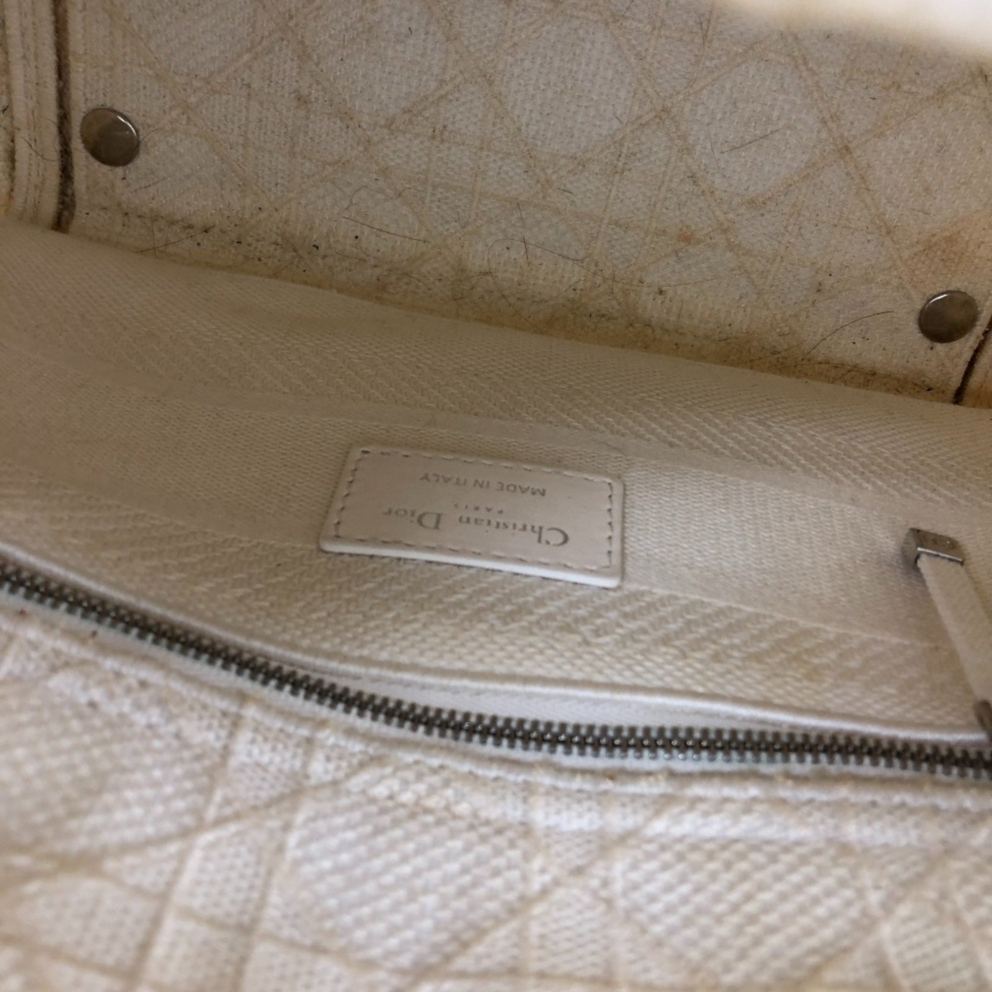 Christian Dior Lady Dior White Canvas Handbag ()
