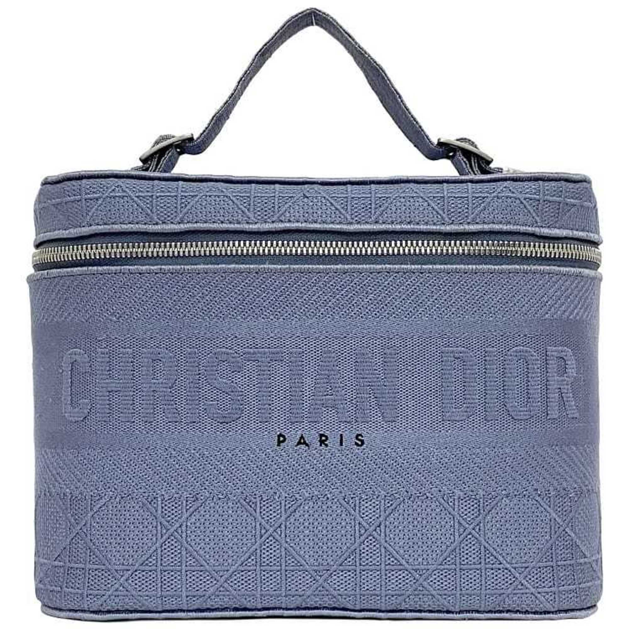 Christian Dior Light Blue Canvas Handbag Vanity Bag ()
