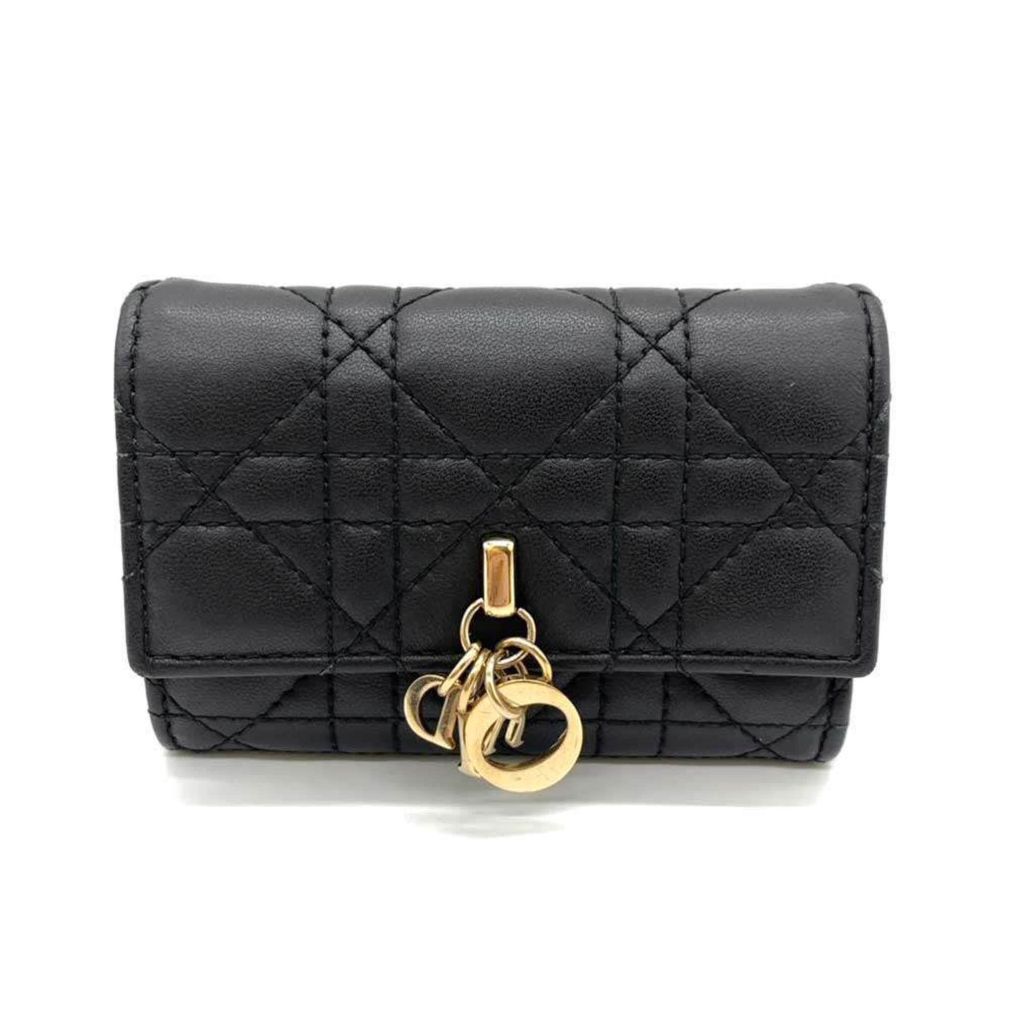 Christian Dior Miss Dior Black Leather Bill Wallet (Bi-Fold) ()