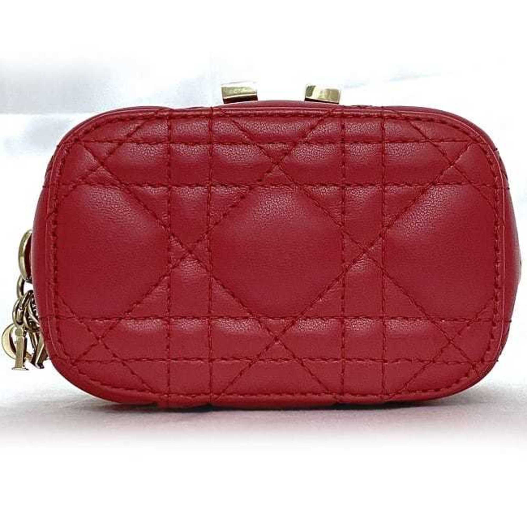 Christian Dior Red Color Leather Shoulder Bag Vanity Bag ()