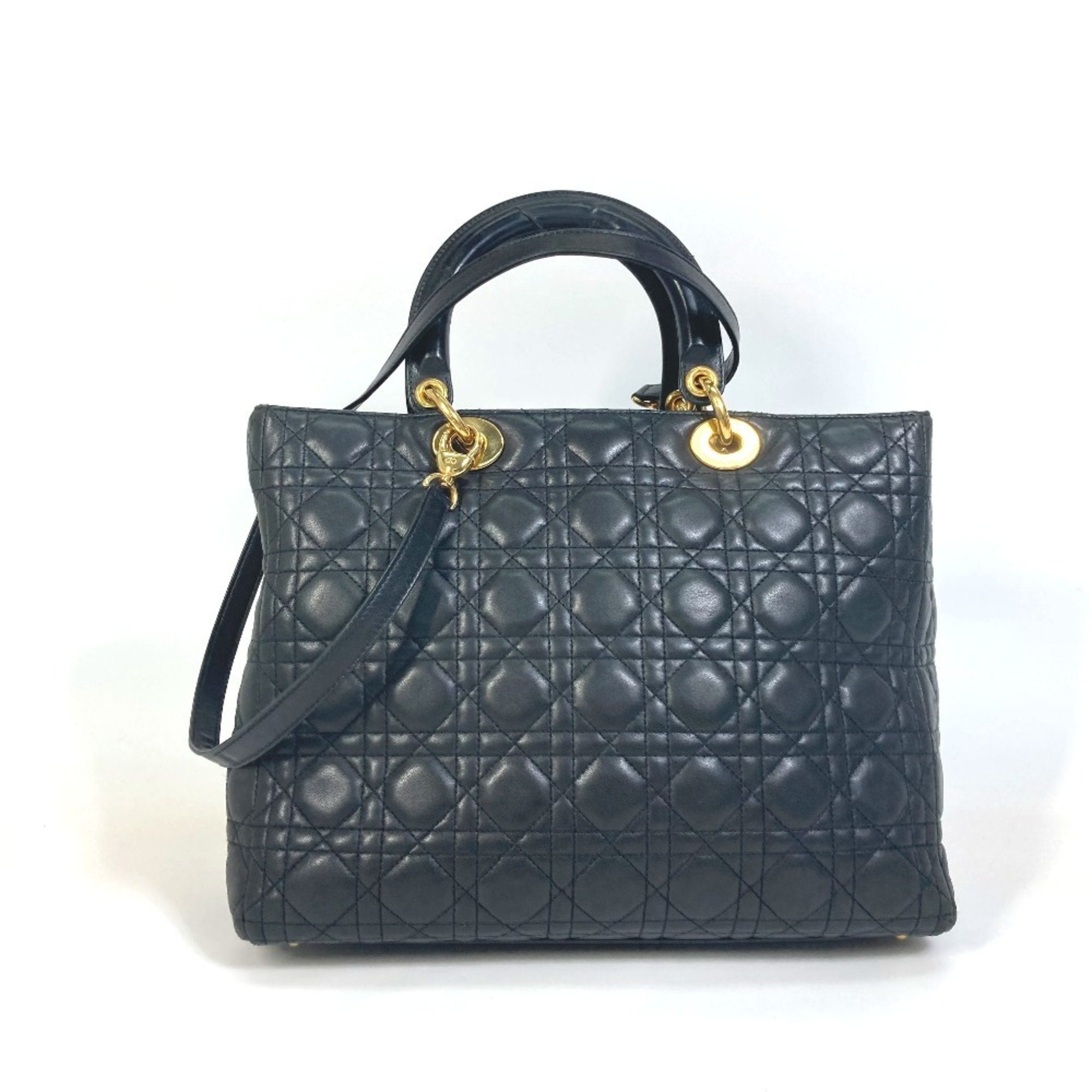 Christian Dior Black Leather Handbag Shoulder Bag ()