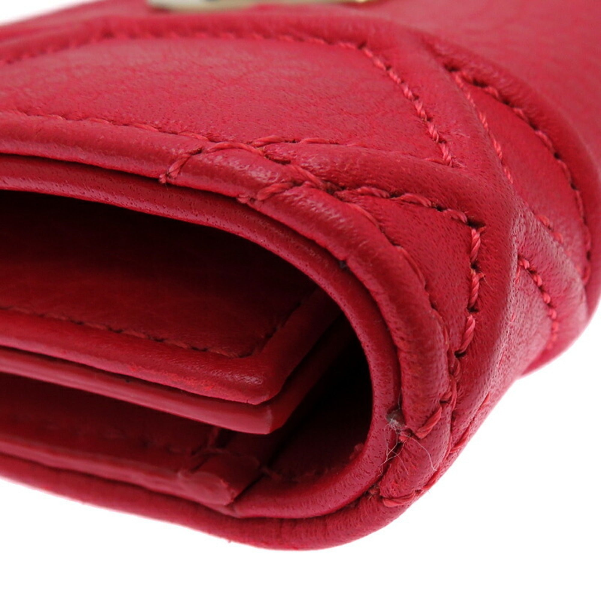 Christian Dior Red Color Leather Wallet (Tri-Fold) ()