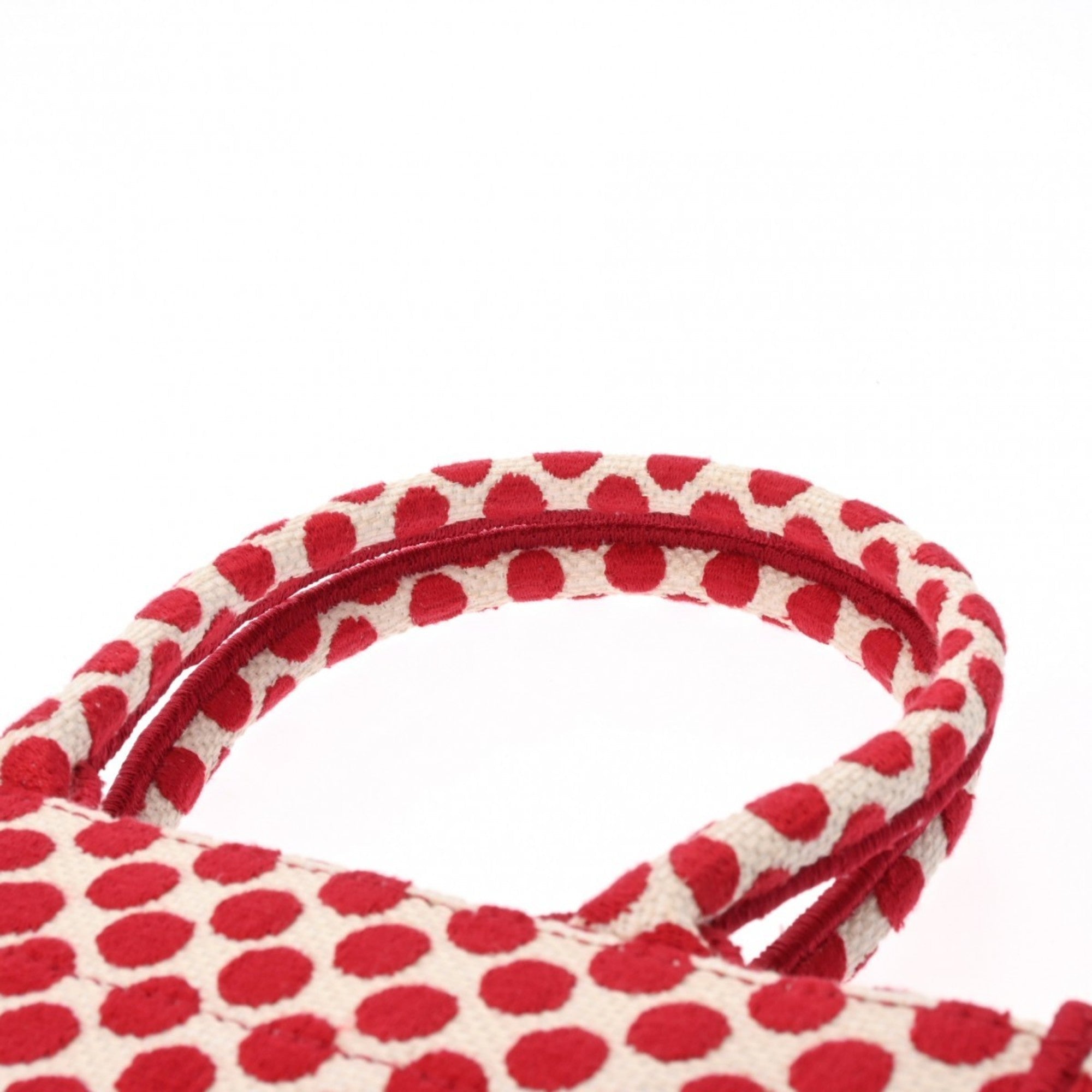 Christian Dior Red Color White Canvas Handbag ()