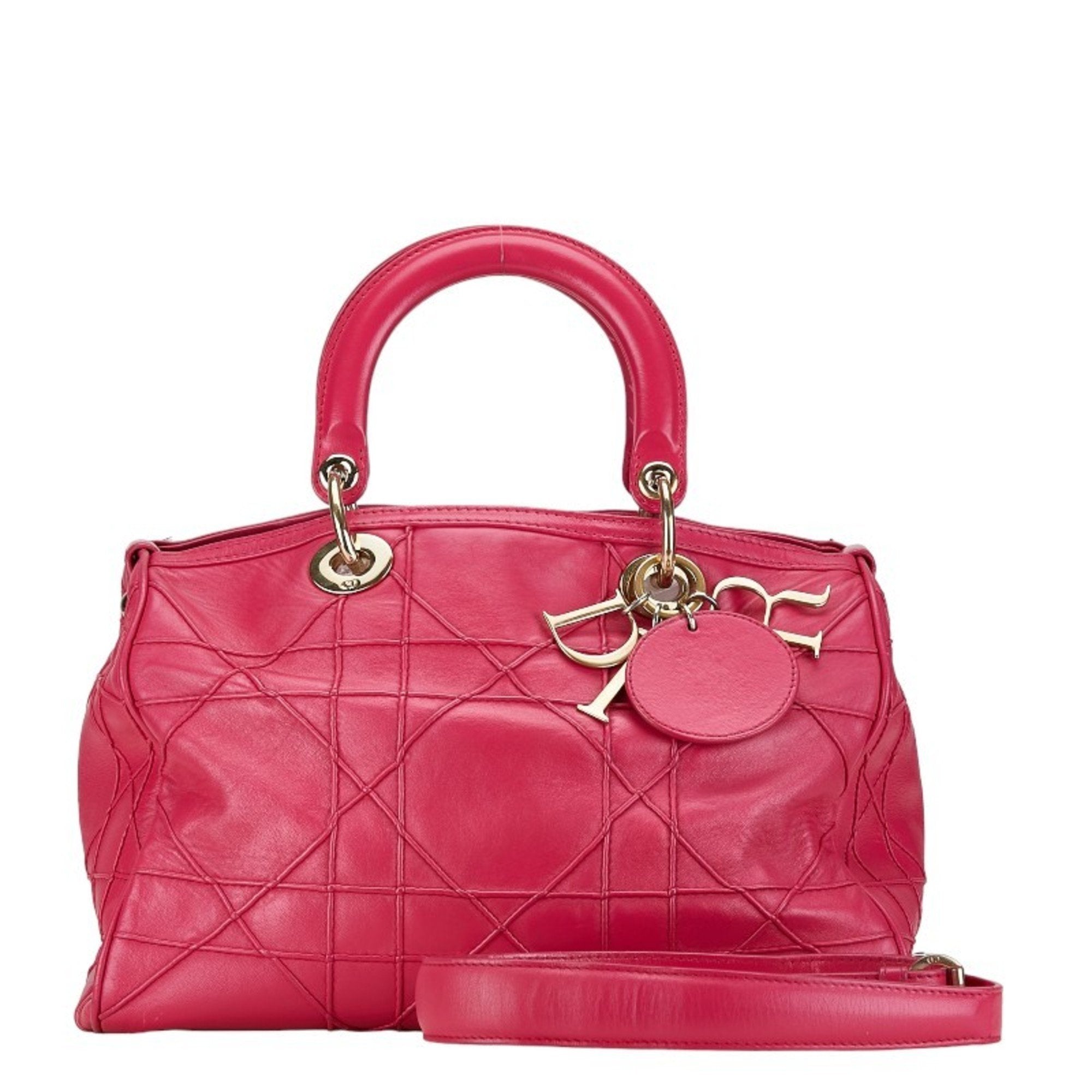 Christian Dior Pink Leather Handbag Shoulder Bag ()