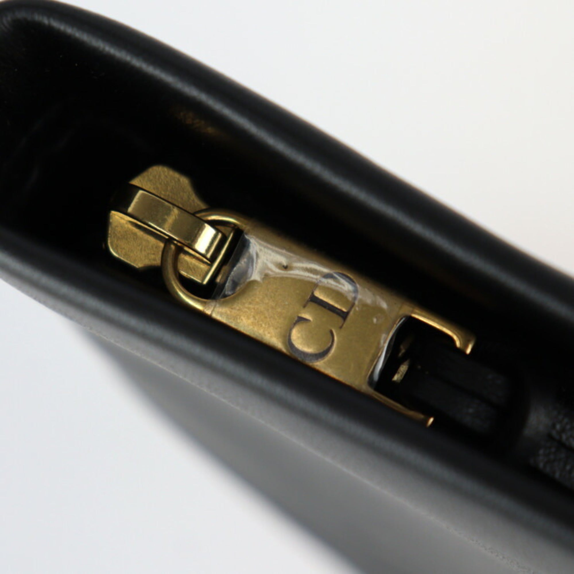 Christian Dior Black Leather Clutch Bag Handbag ()