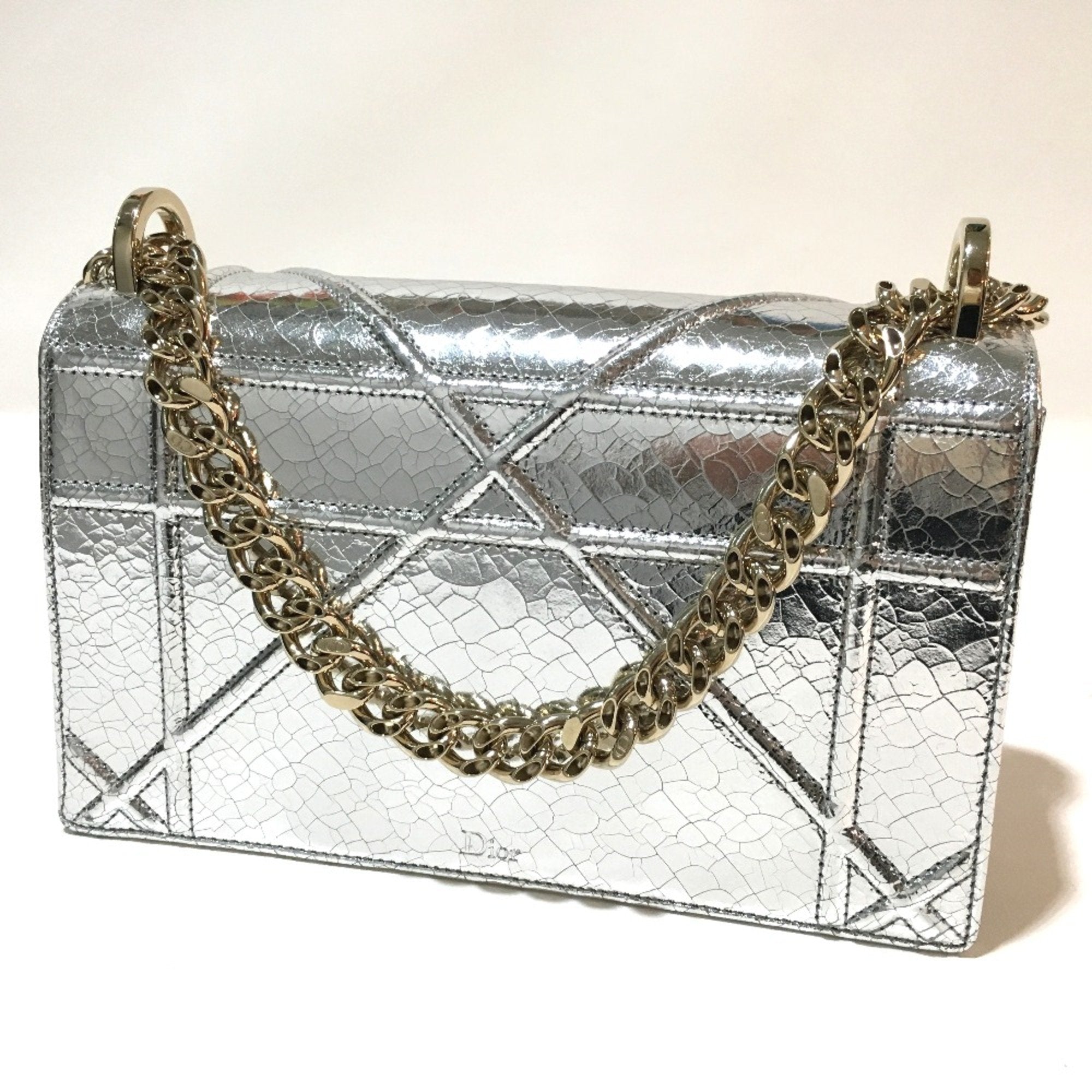 Christian Dior Silver Leather Shoulder Bag ()