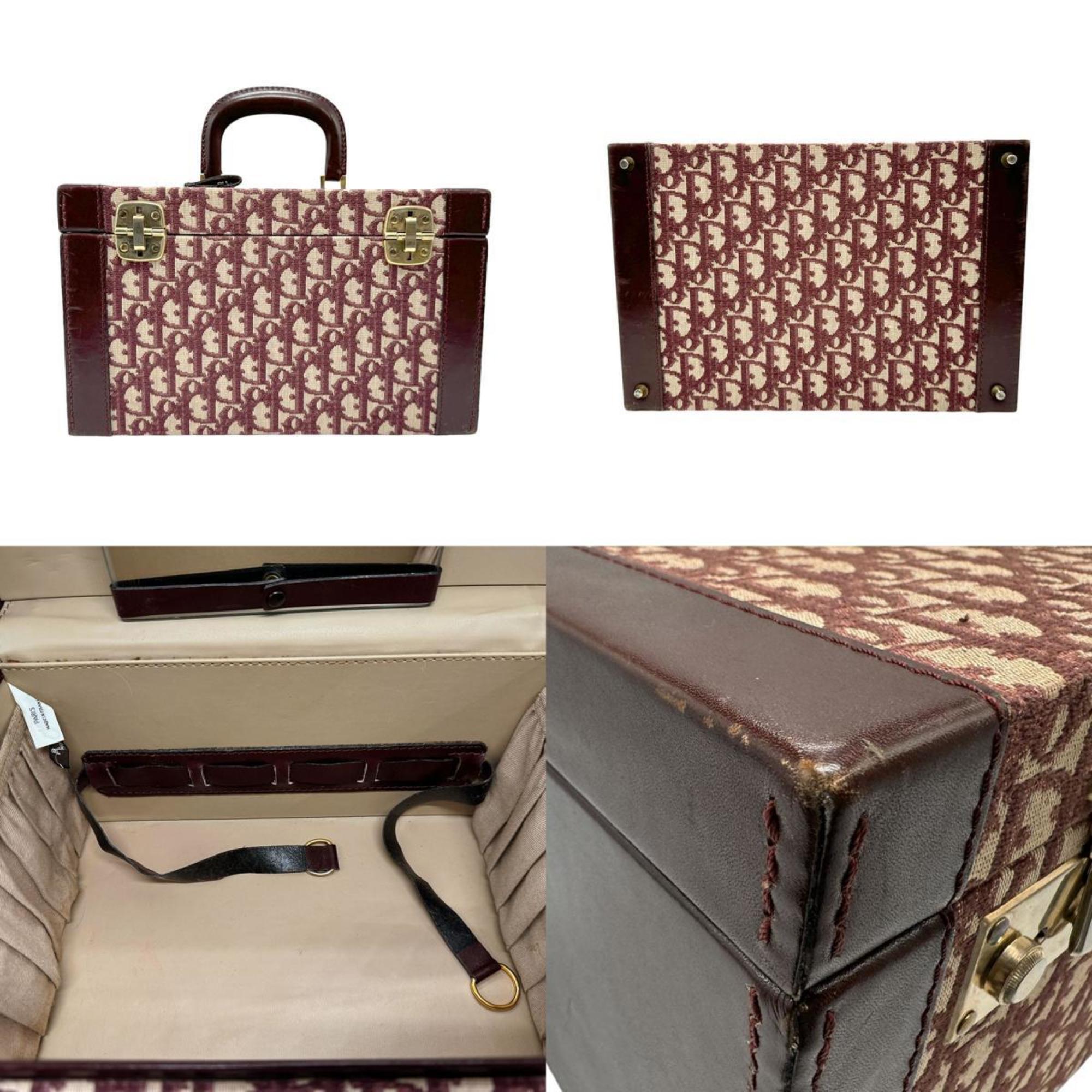 Christian Dior Bordeaux Canvas Leather Handbag ()