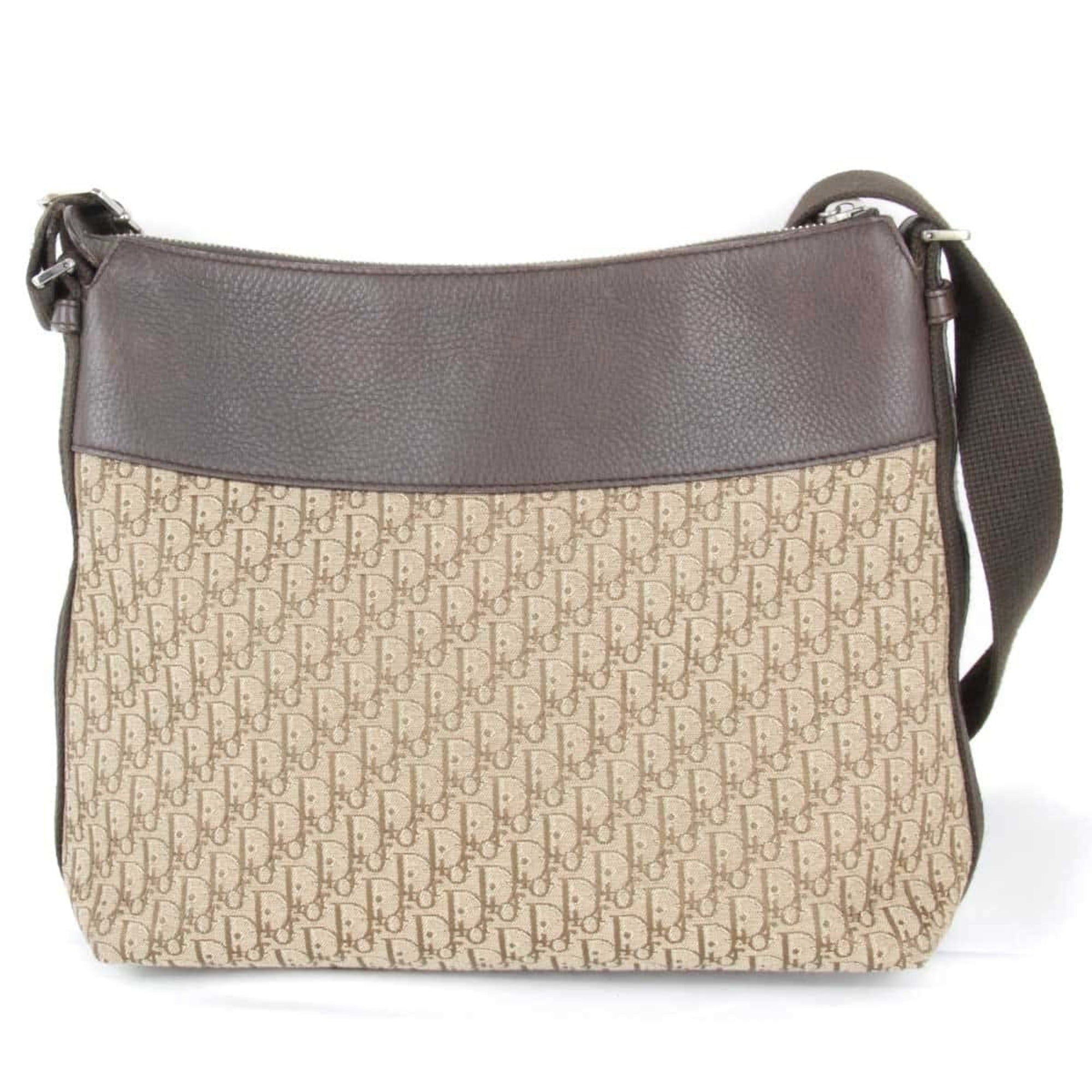 Christian Dior Trotter Brown Canvas Leather Shoulder Bag ()