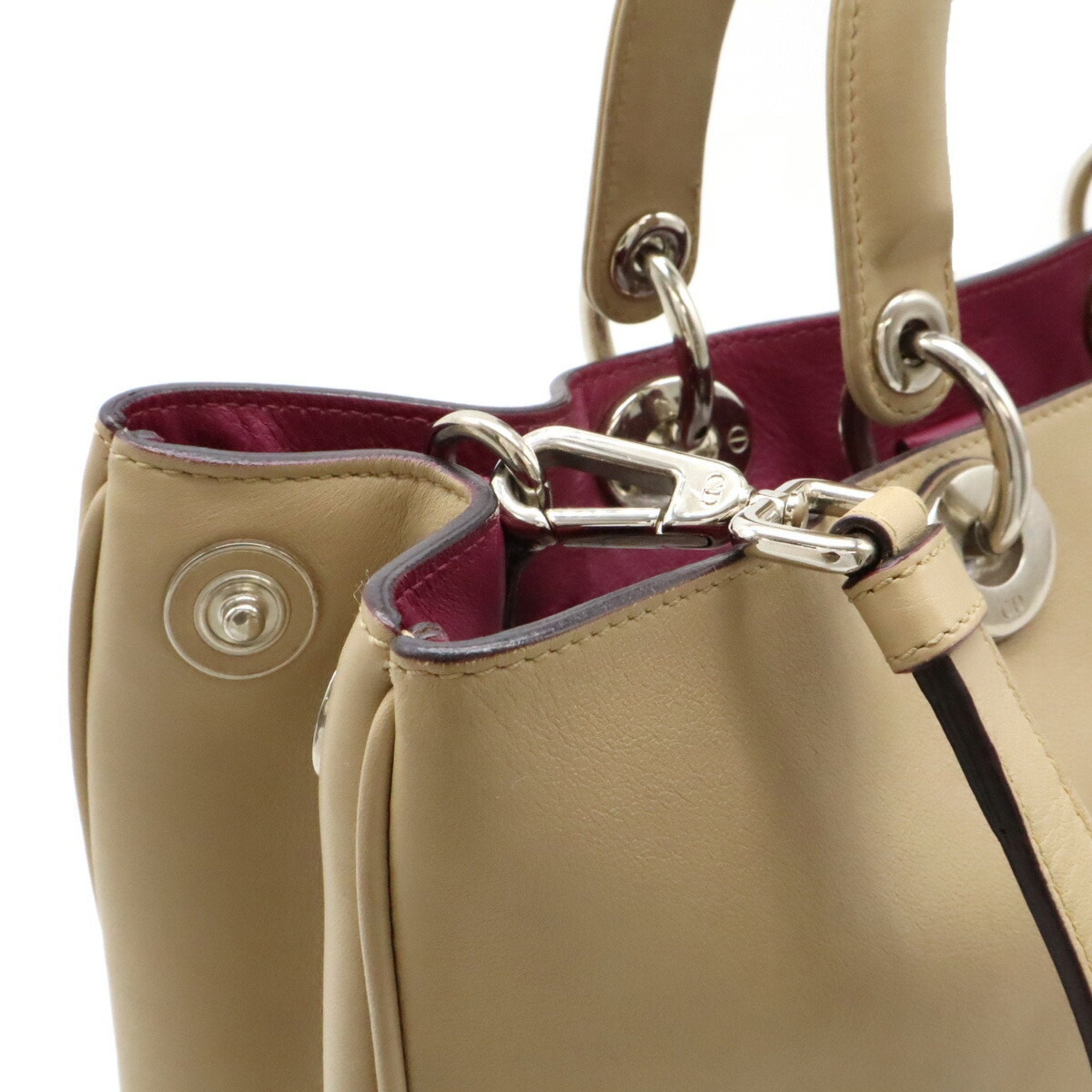 Christian Dior Diorissimo Beige Purple Handbag Pouch Shoulder Bag Tote Bag ()