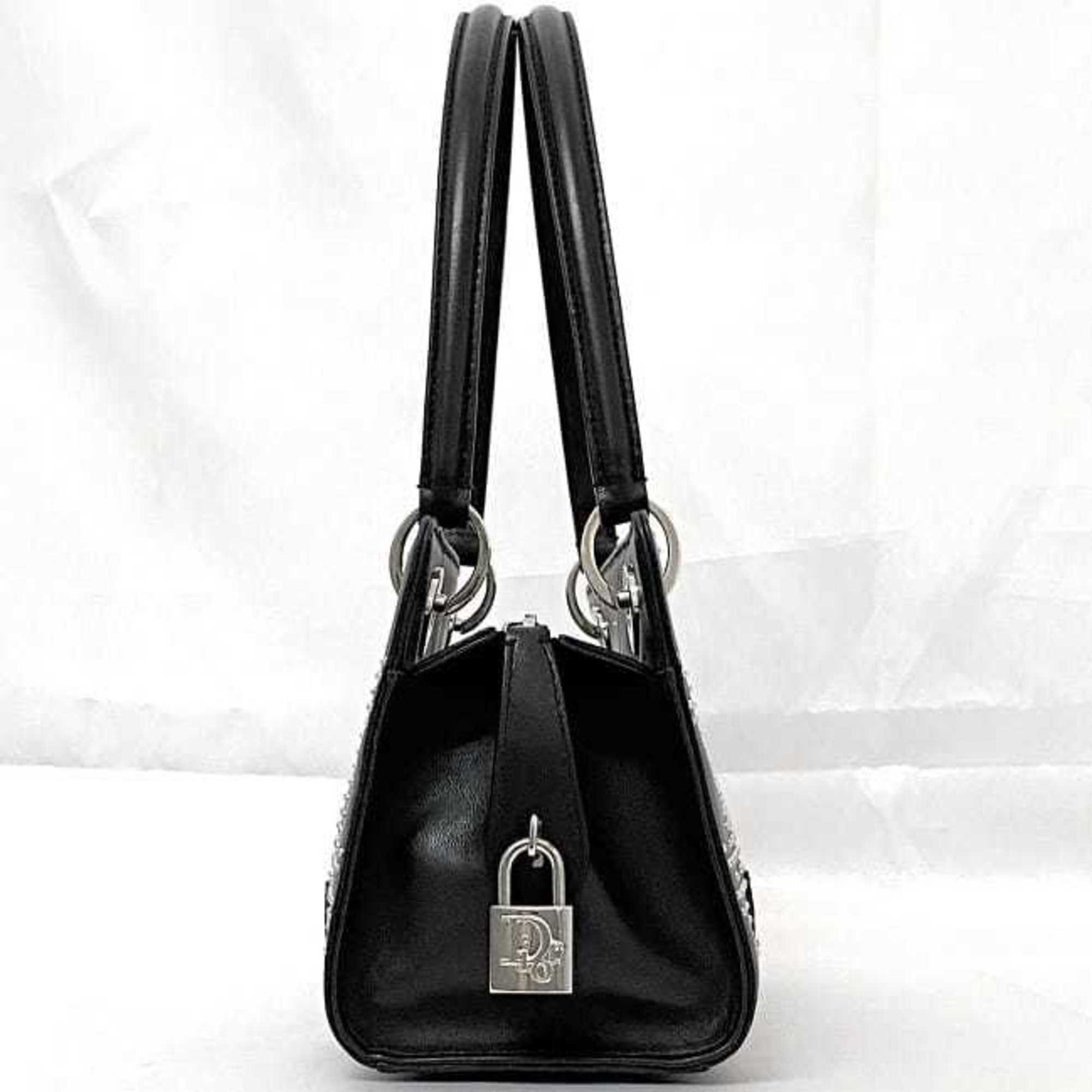 Christian Dior Black Leather Handbag Shoulder Bag ()