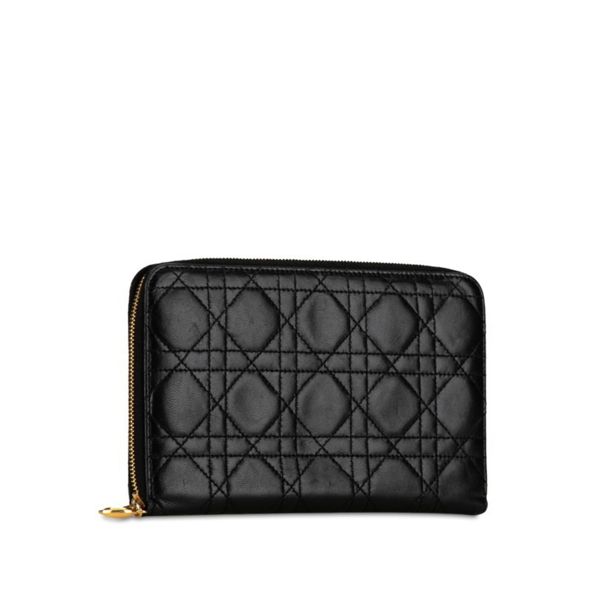 Christian Dior Black Leather Long Wallet (Bi-Fold) ()