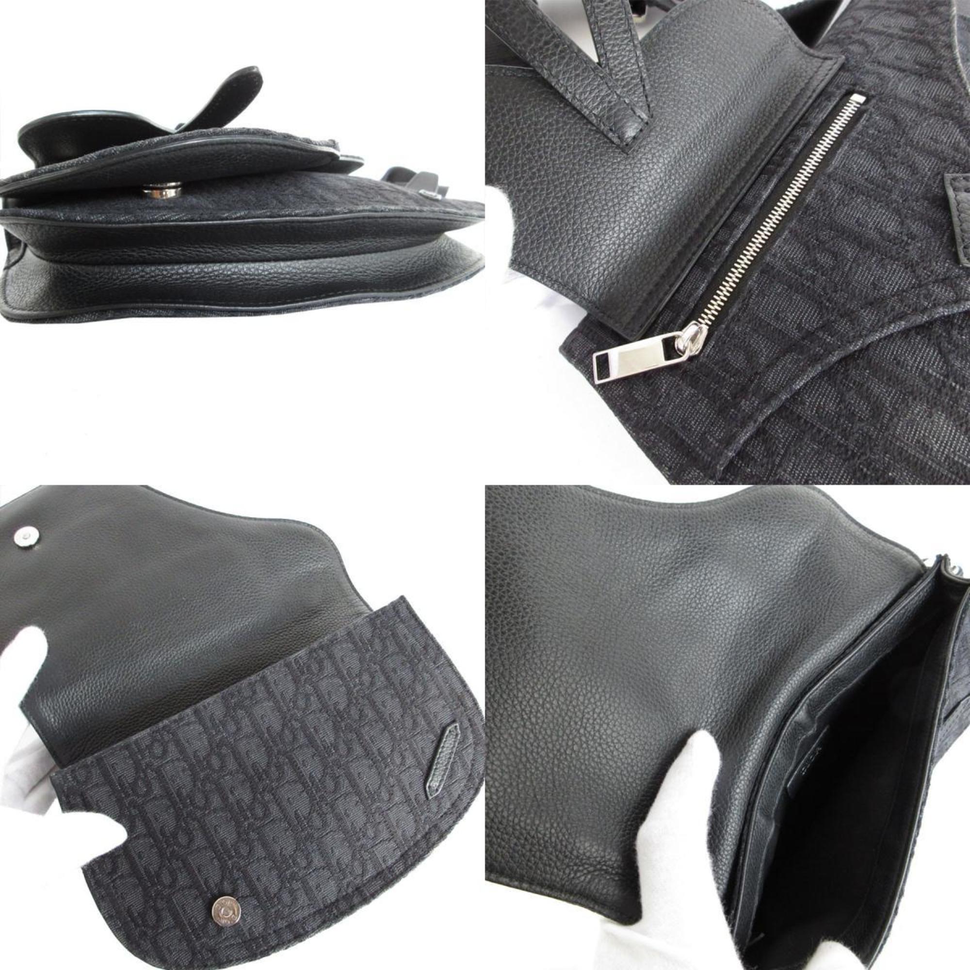 Christian Dior Black Canvas Leather Sling Bag ()