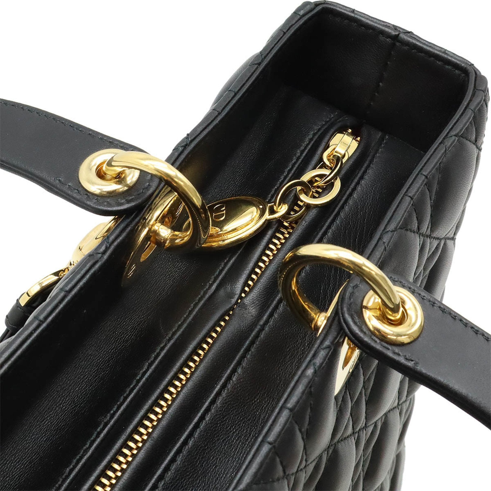 Christian Dior Black Leather Shoulder Bag Tote Bag ()