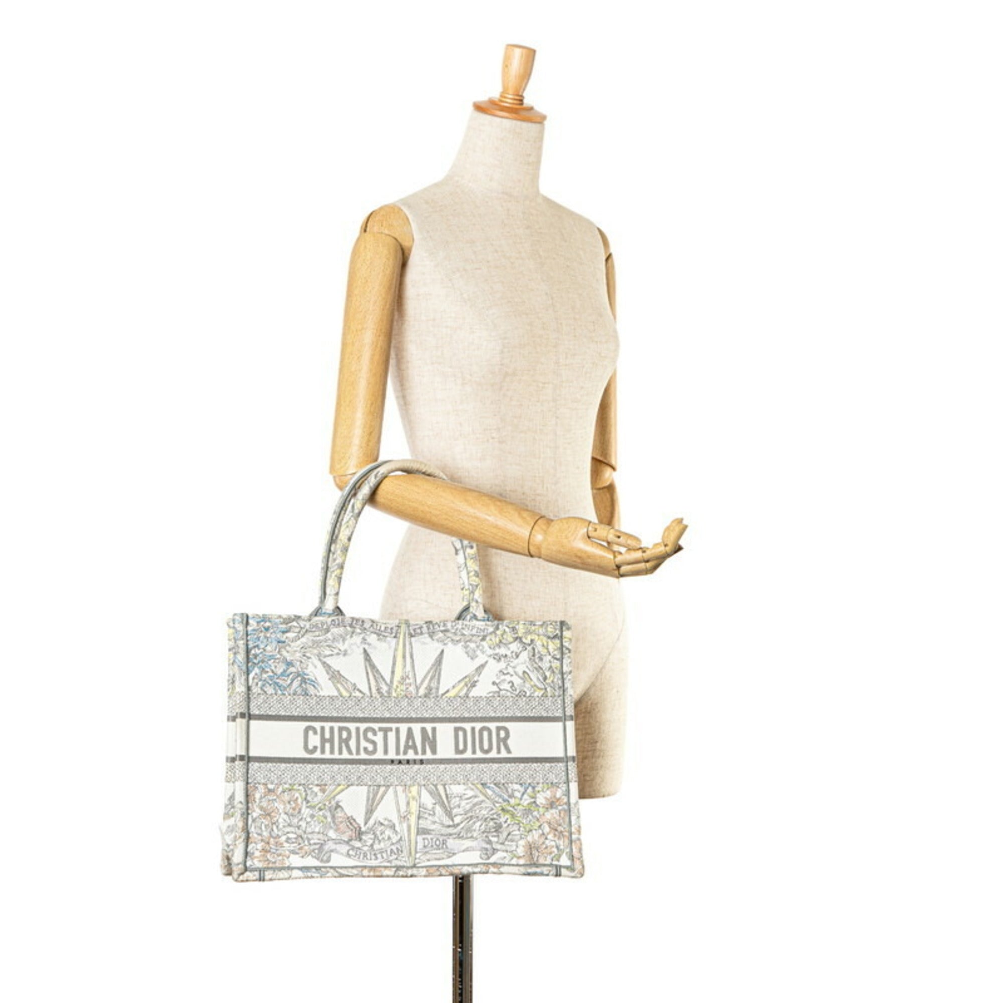 Christian Dior Multi-Color White Jacquard Tote Bag ()