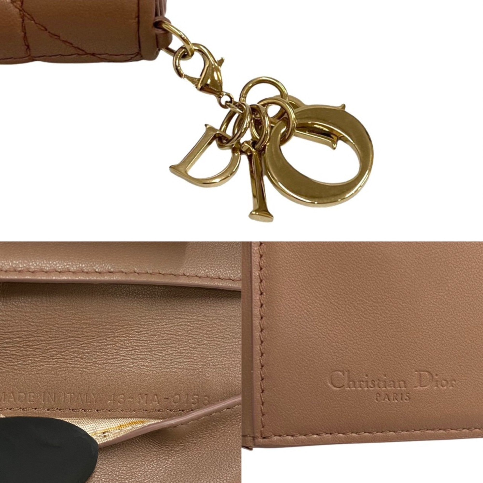 Christian Dior Beige Pink Leather Wallet (Tri-Fold) ()