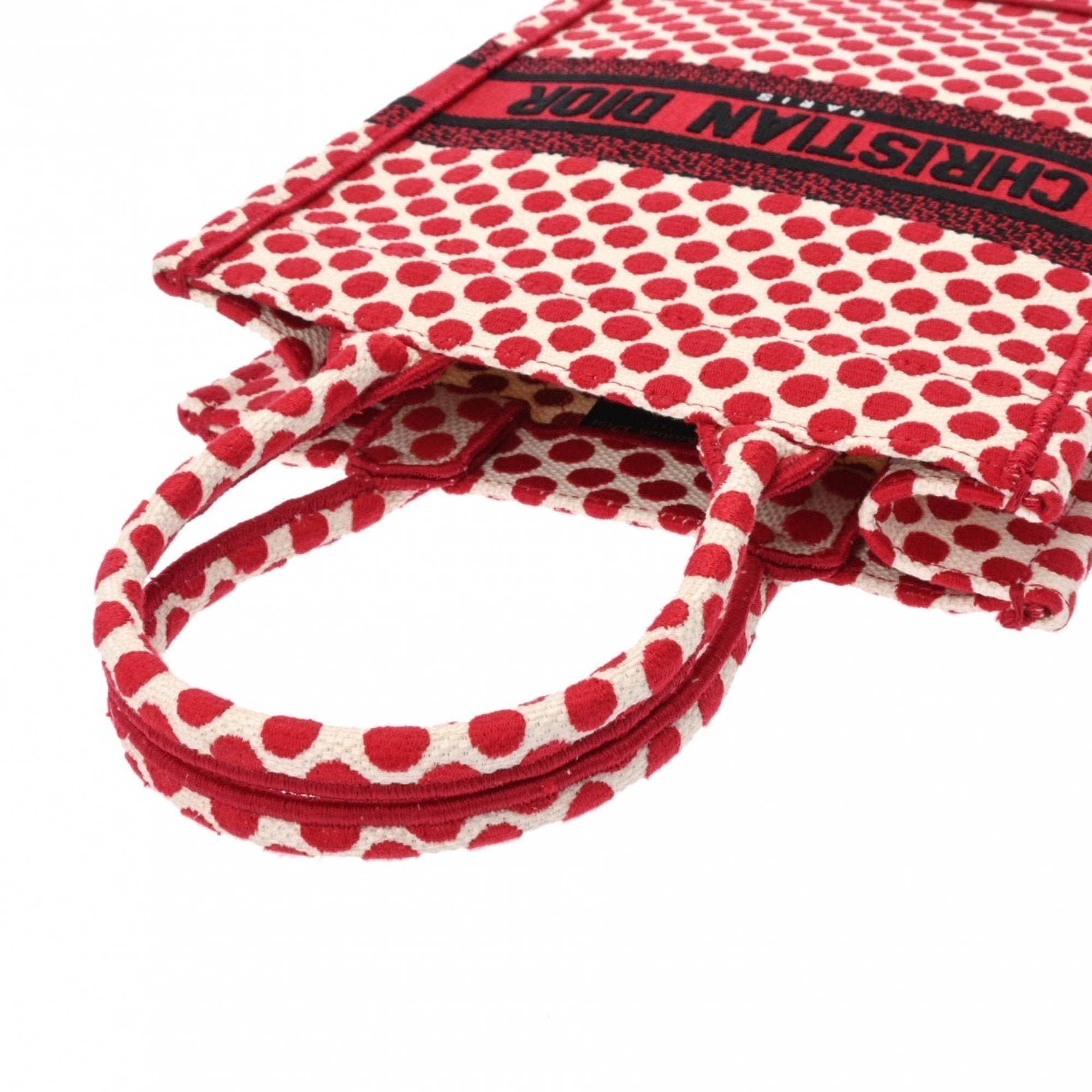 Christian Dior Red Color White Canvas Handbag ()