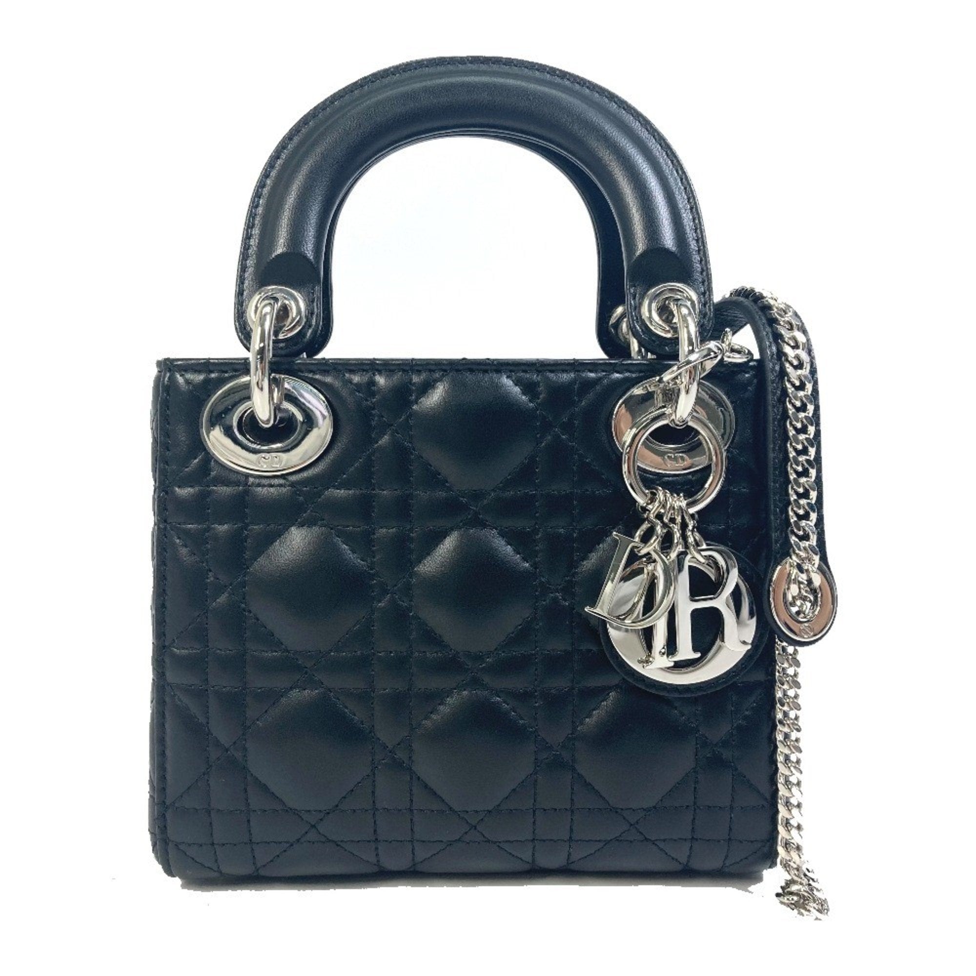Christian Dior Lady Dior Black Leather Shoulder Bag ()