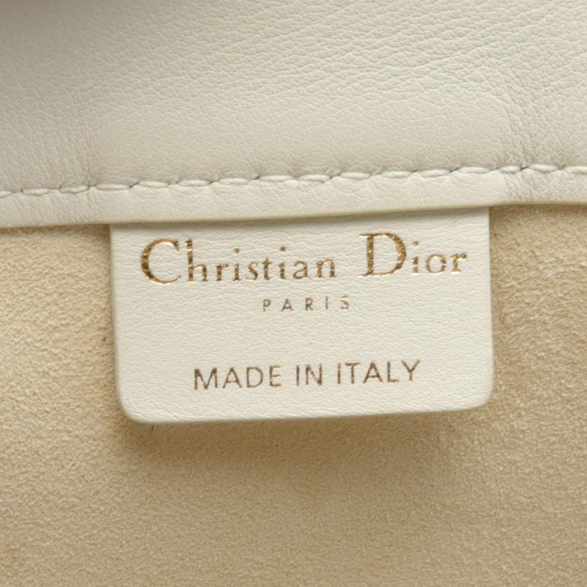 Christian Dior Black White Leather Tote Bag ()