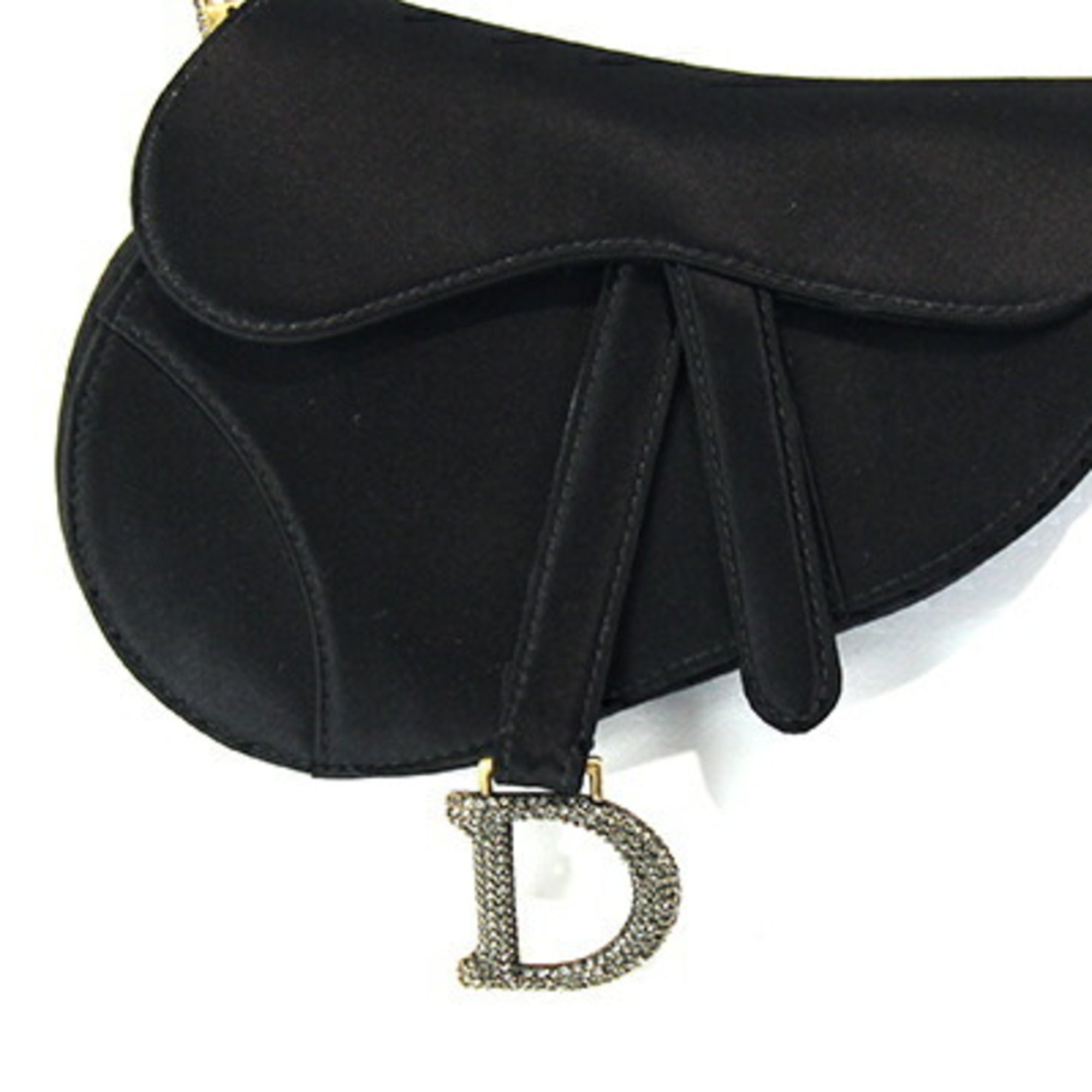 Christian Dior Black Satin Saddle Bag ()