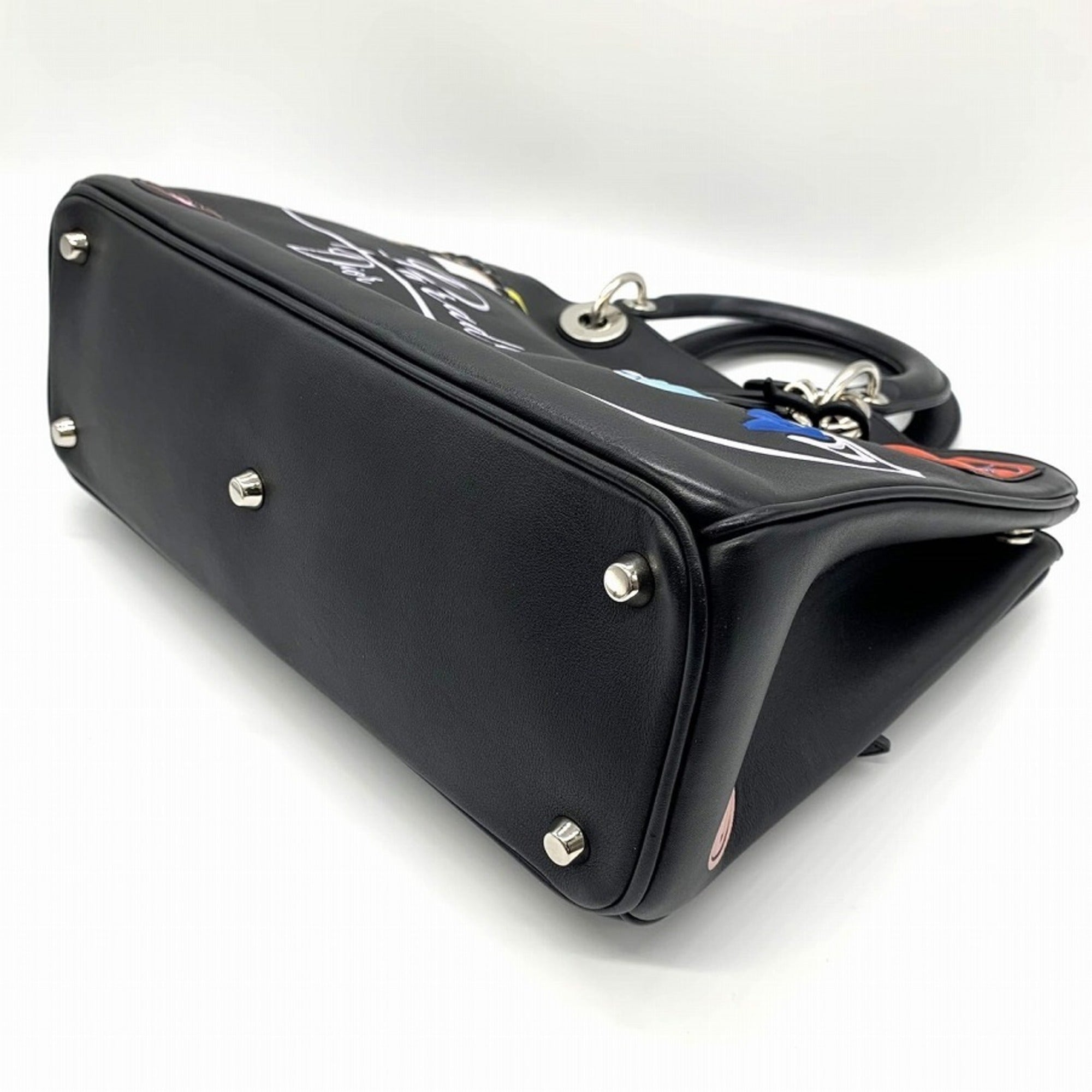 Christian Dior Black Leather Handbag Shoulder Bag ()