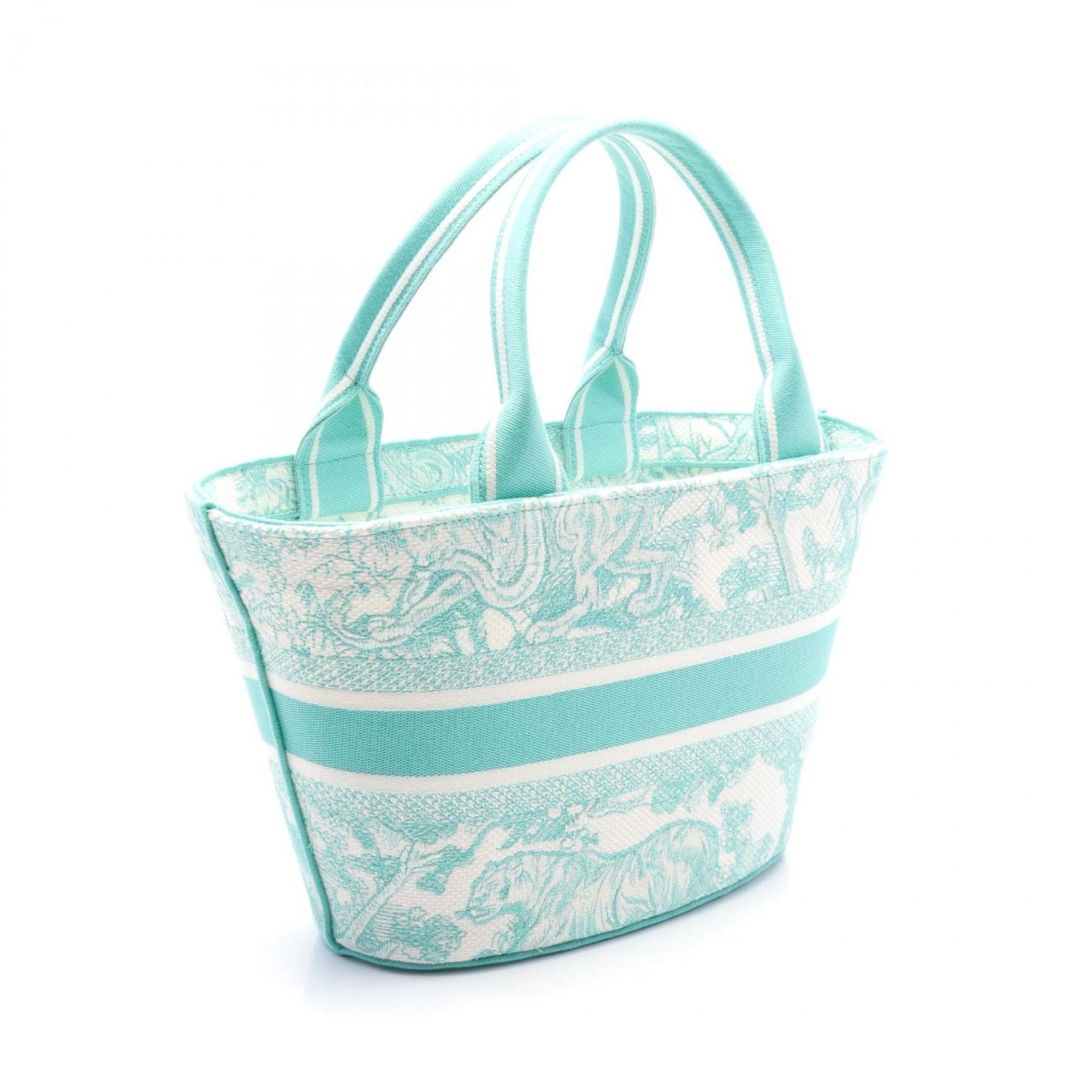 Christian Dior Green Green White Canvas Pouch Tote Bag ()