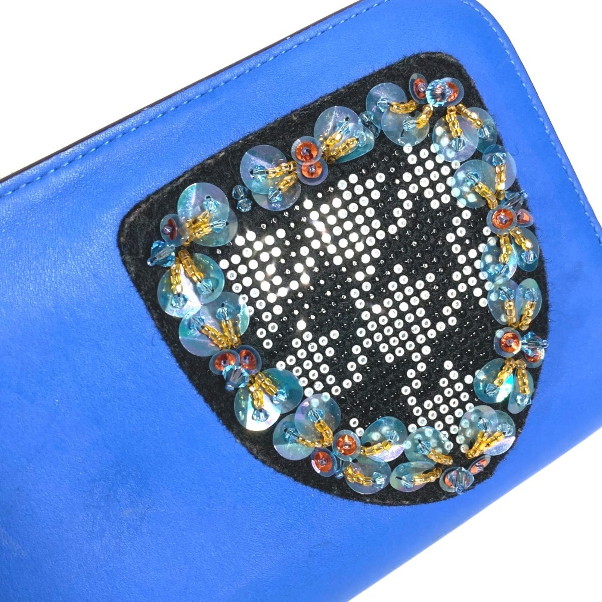 Christian Dior Blue Leather Long Wallet (Bi-Fold) ()