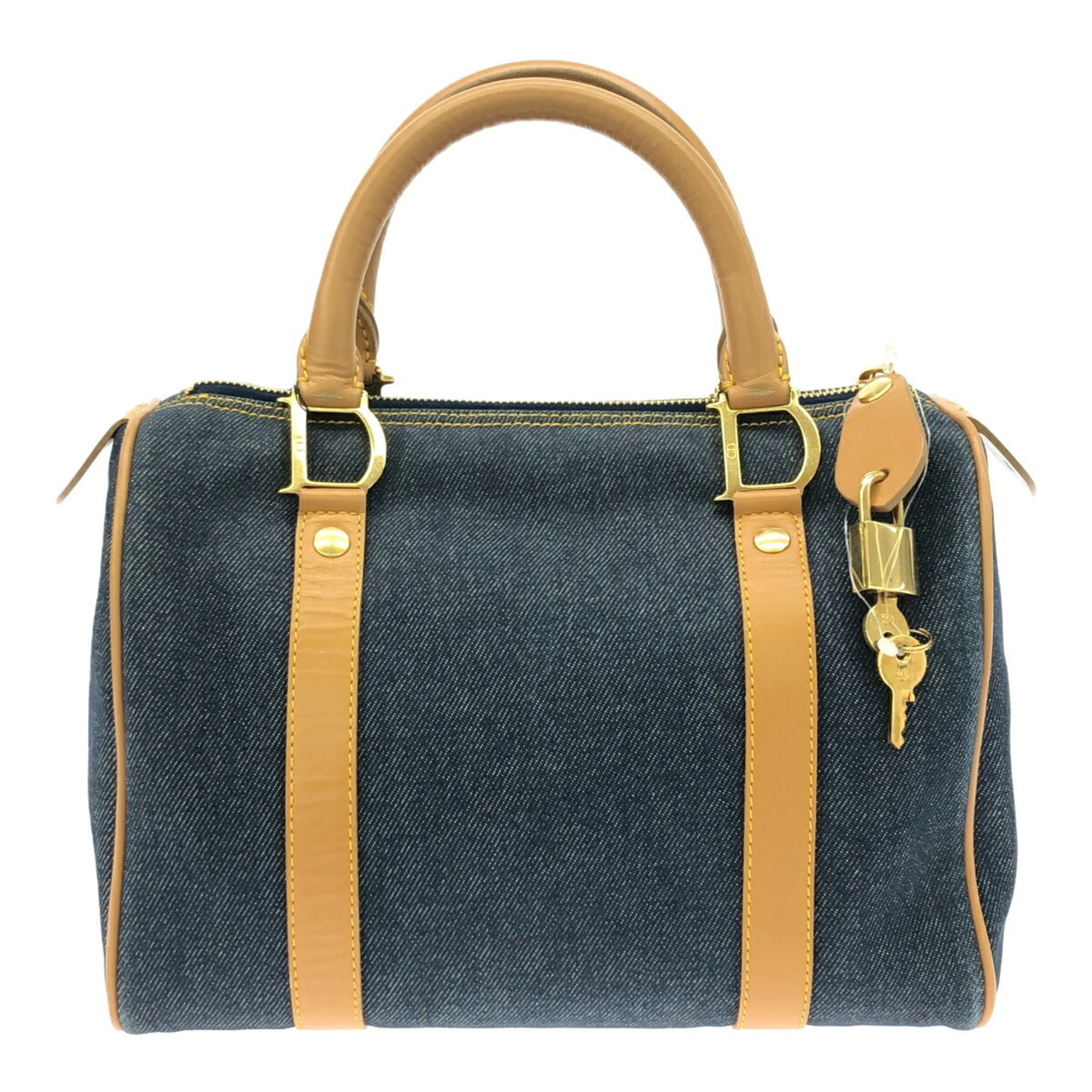 Christian Dior Blue Cotton Leather Boston Bag ()