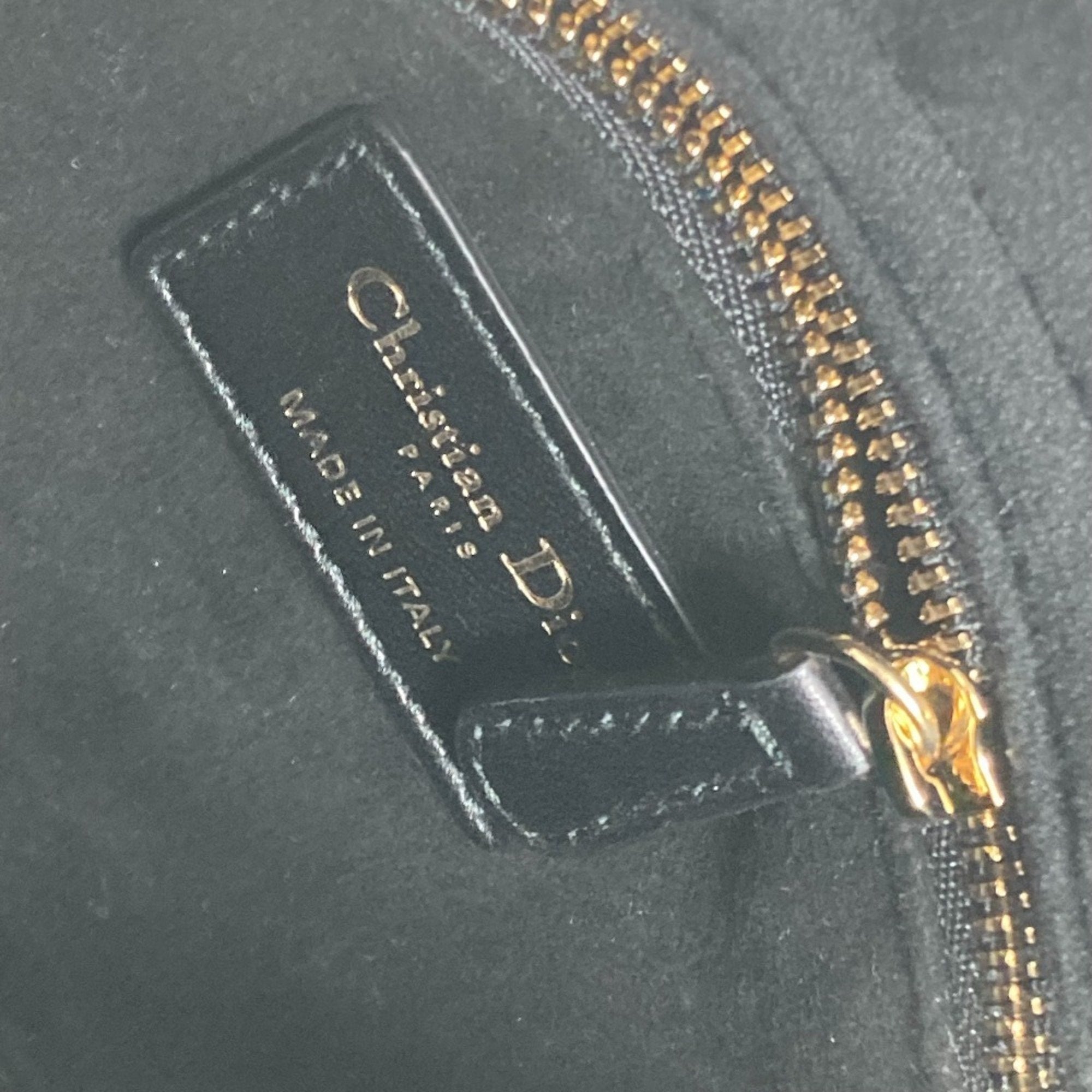 Christian Dior Lady Dior Black Leather Handbag Shoulder Bag ()