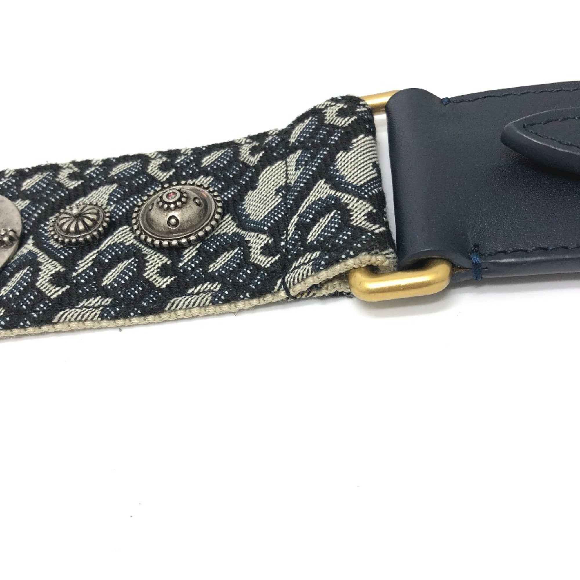 Christian Dior Navy Cloth Chain/Shoulder Wallet ()