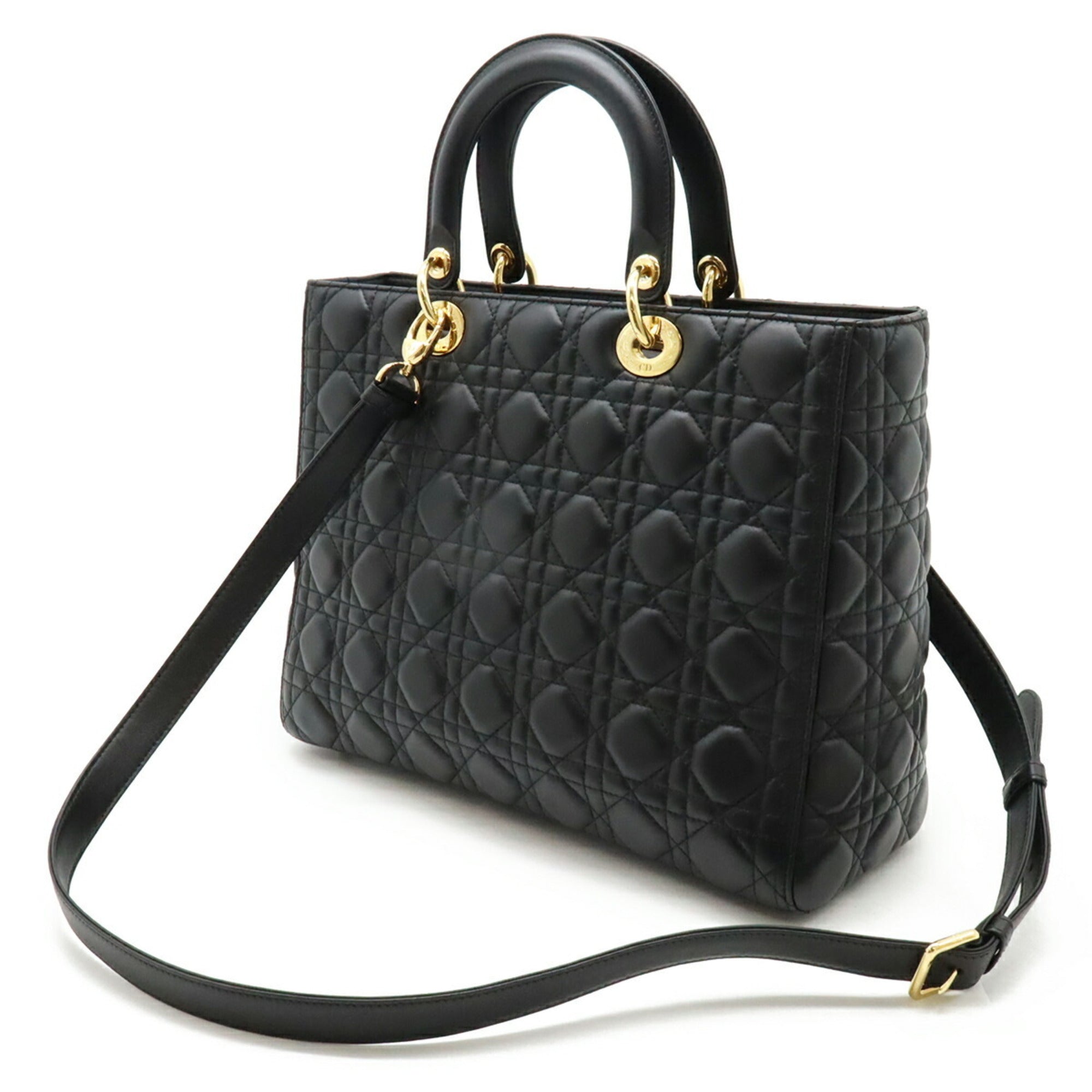 Christian Dior Black Leather Shoulder Bag Tote Bag ()
