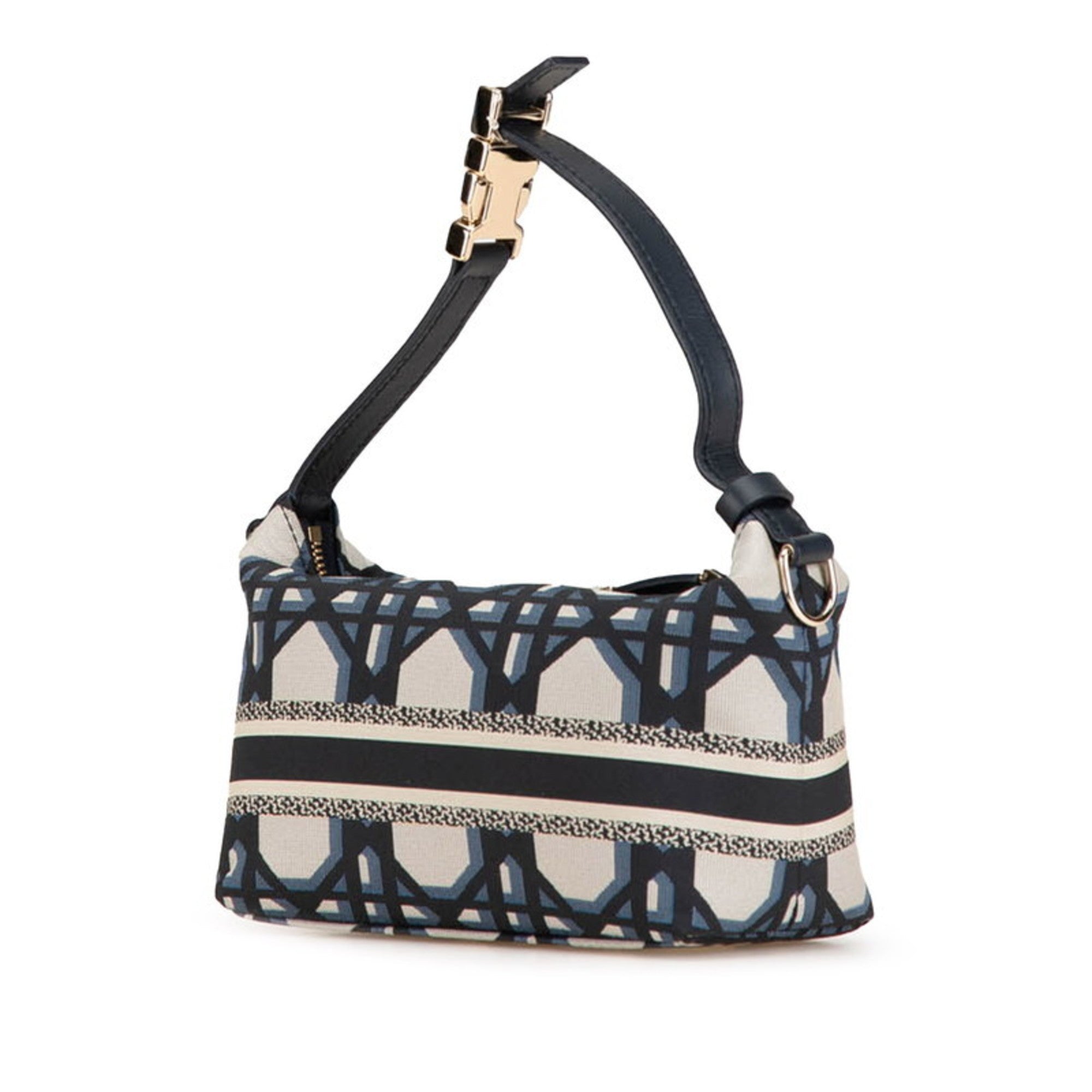 Christian Dior Gray Navy Fabric Leather Pouch ()