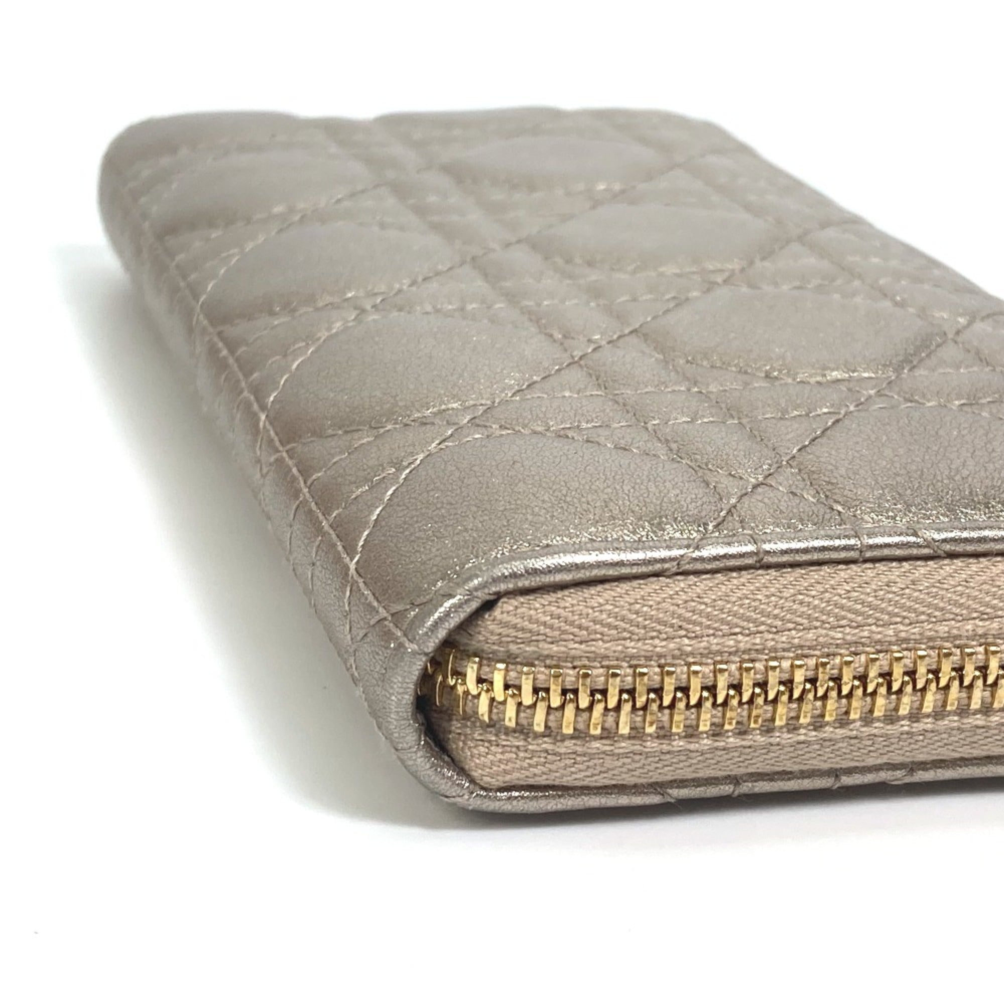 Christian Dior Gold Leather Long Wallet (Bi-Fold) ()