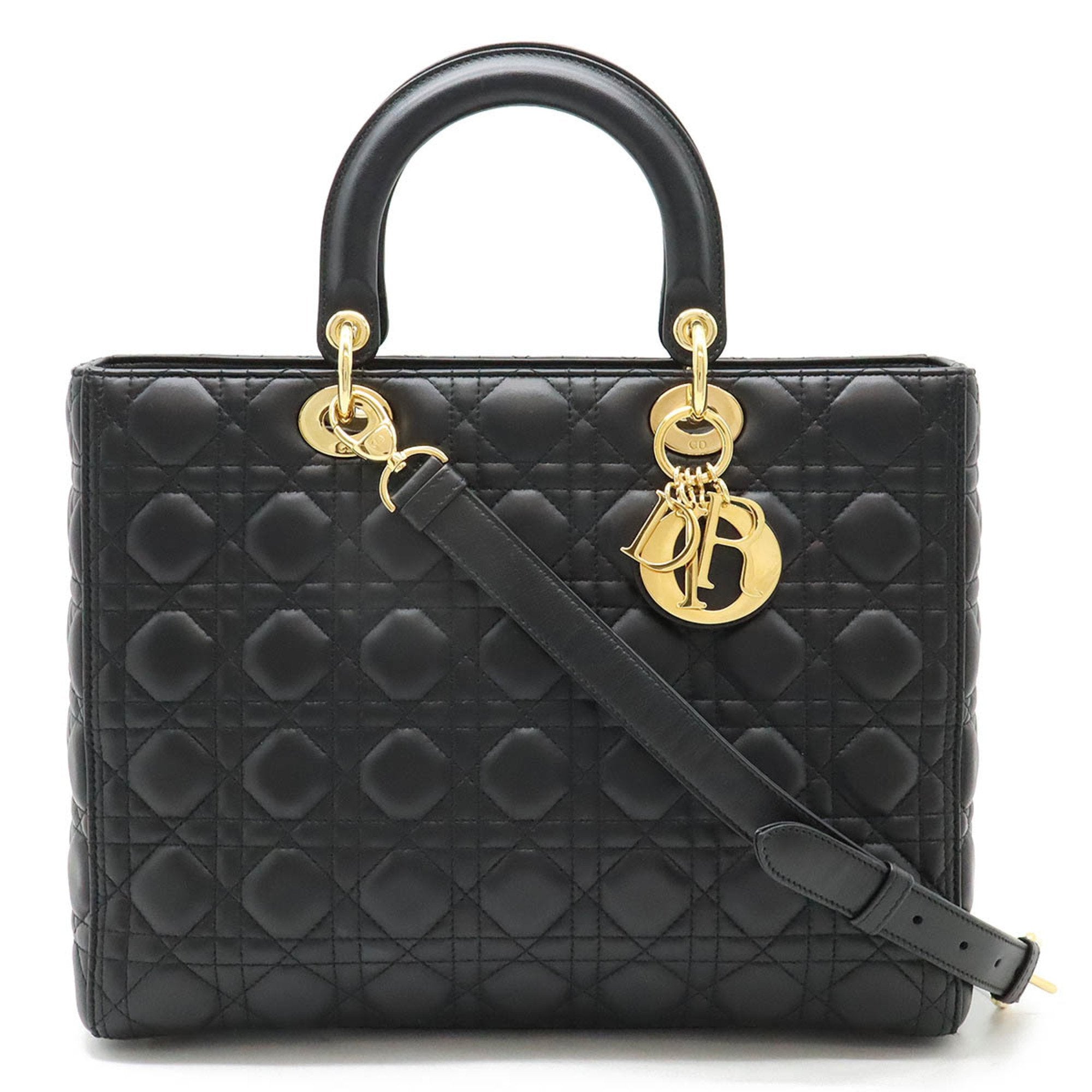 Christian Dior Black Leather Shoulder Bag Tote Bag ()