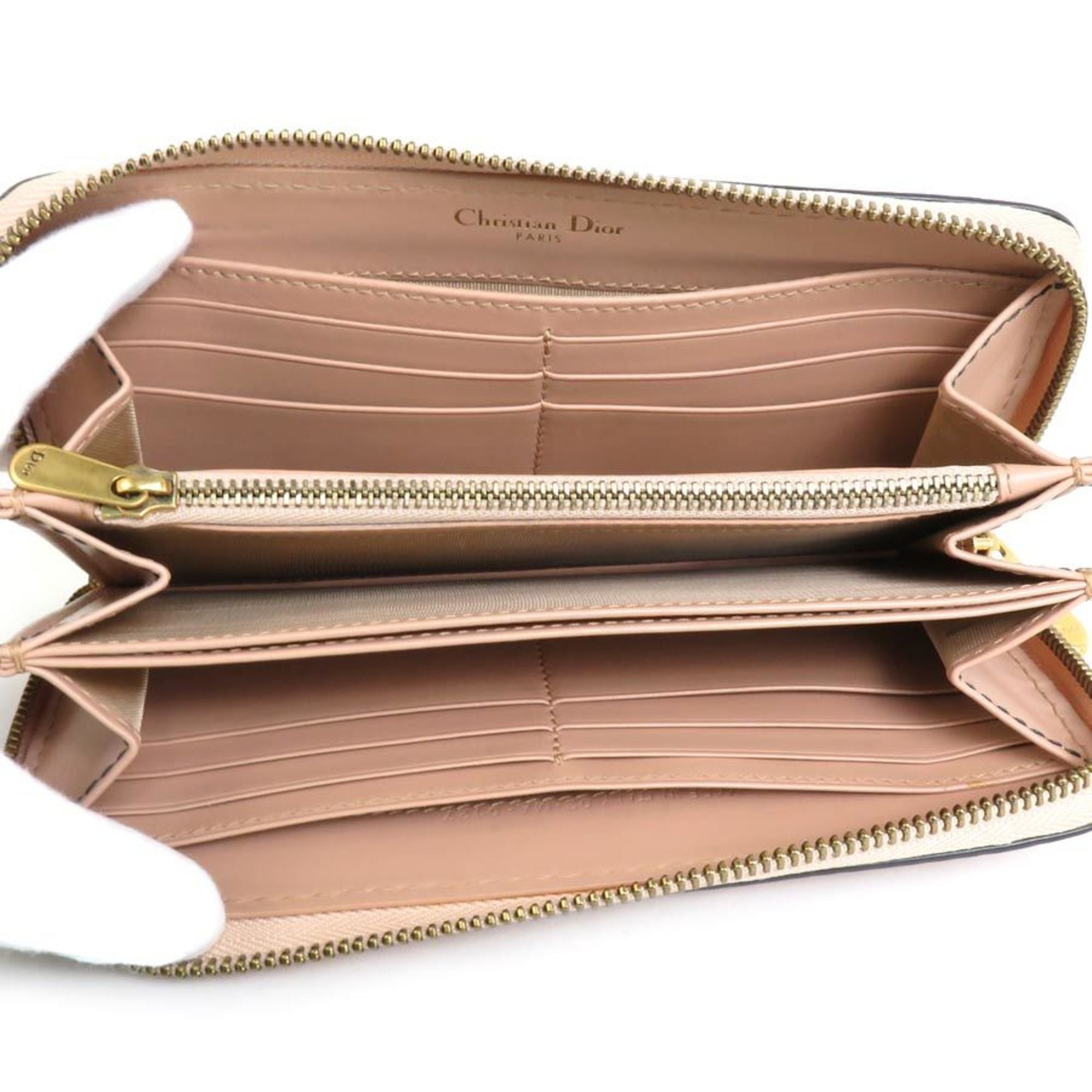 Christian Dior Pink Beige Leather Long Wallet (Bi-Fold) ()