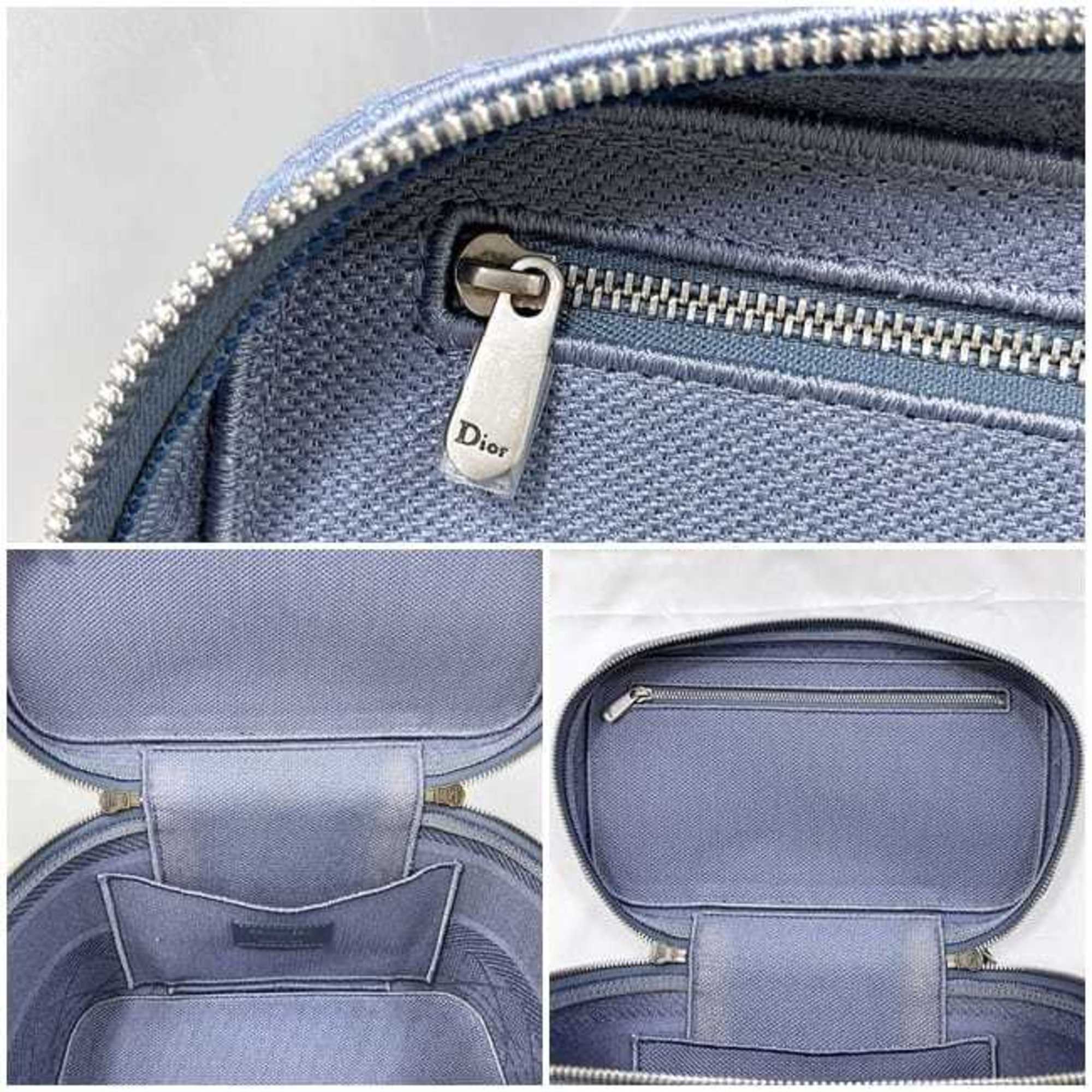 Christian Dior Light Blue Canvas Handbag Vanity Bag ()