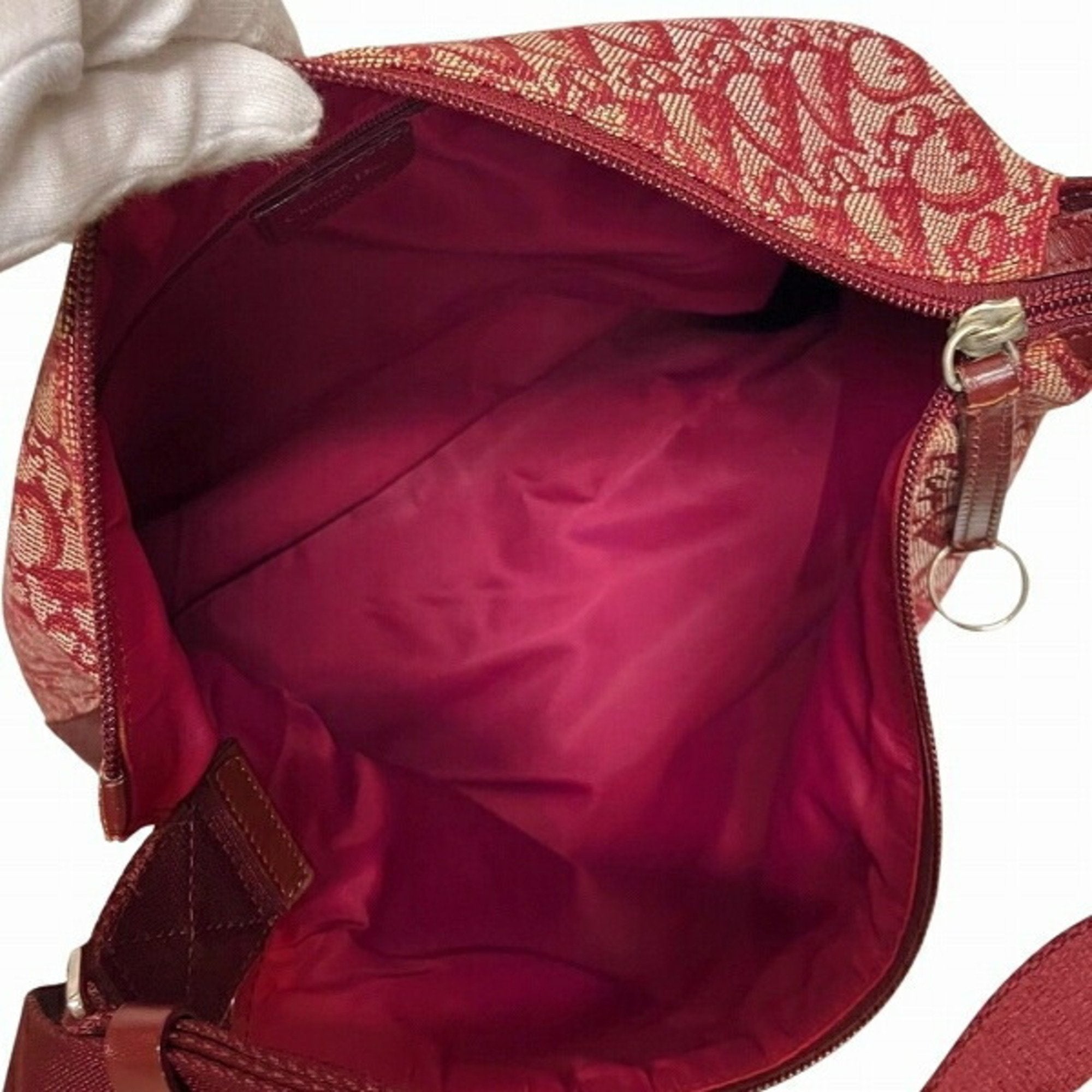 Christian Dior Trotter Bordeaux Canvas Leather Shoulder Bag ()