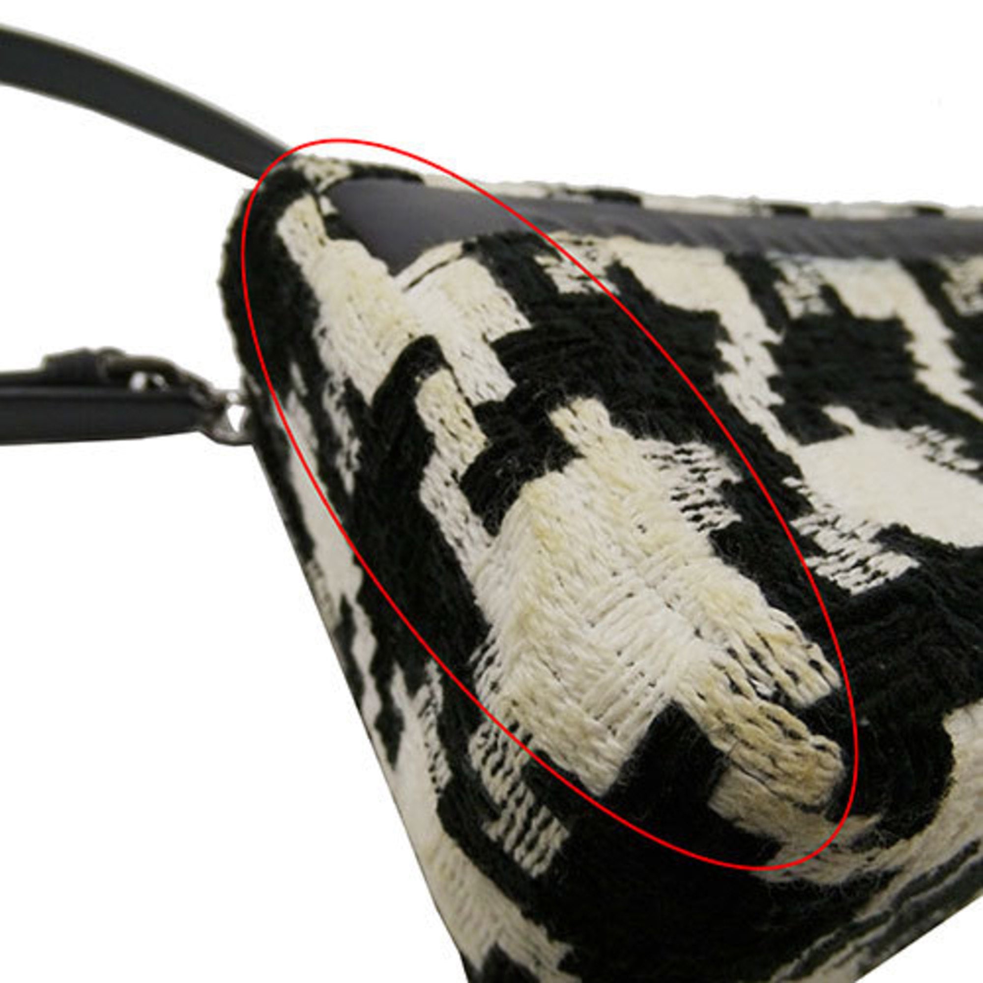 Christian Dior Black White Canvas Shoulder Bag ()