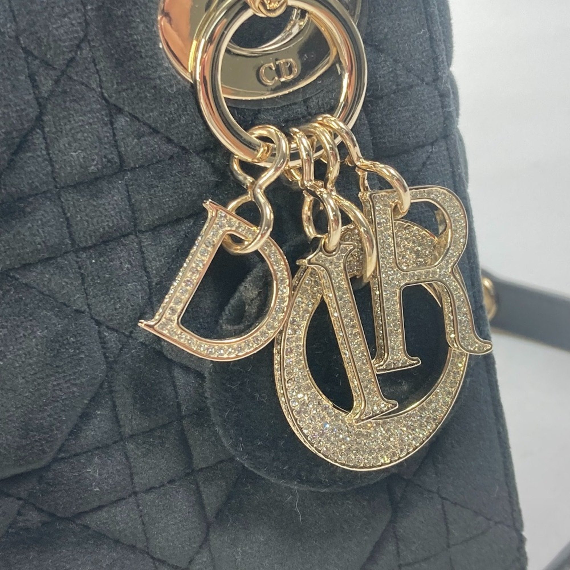 Christian Dior Lady Dior Black Leather Handbag Shoulder Bag ()