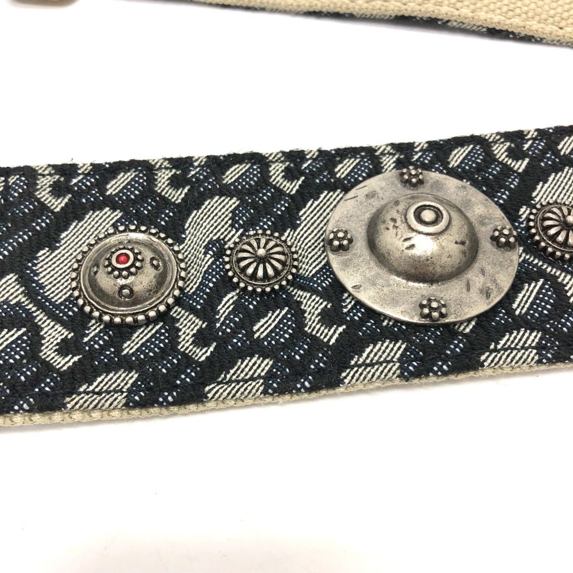 Christian Dior Navy Cloth Chain/Shoulder Wallet ()