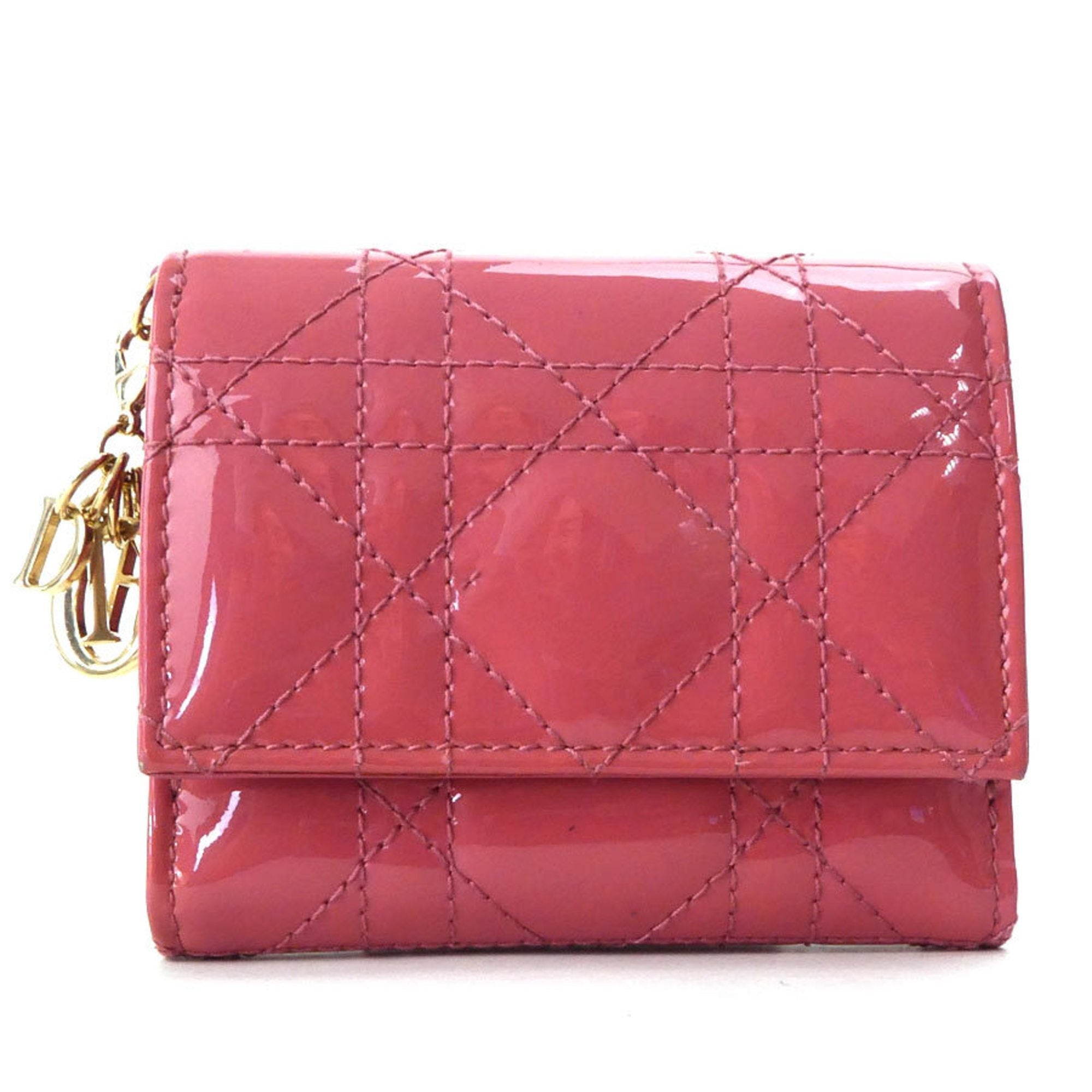 Christian Dior Pink Patent Leather Wallet (Tri-Fold) ()