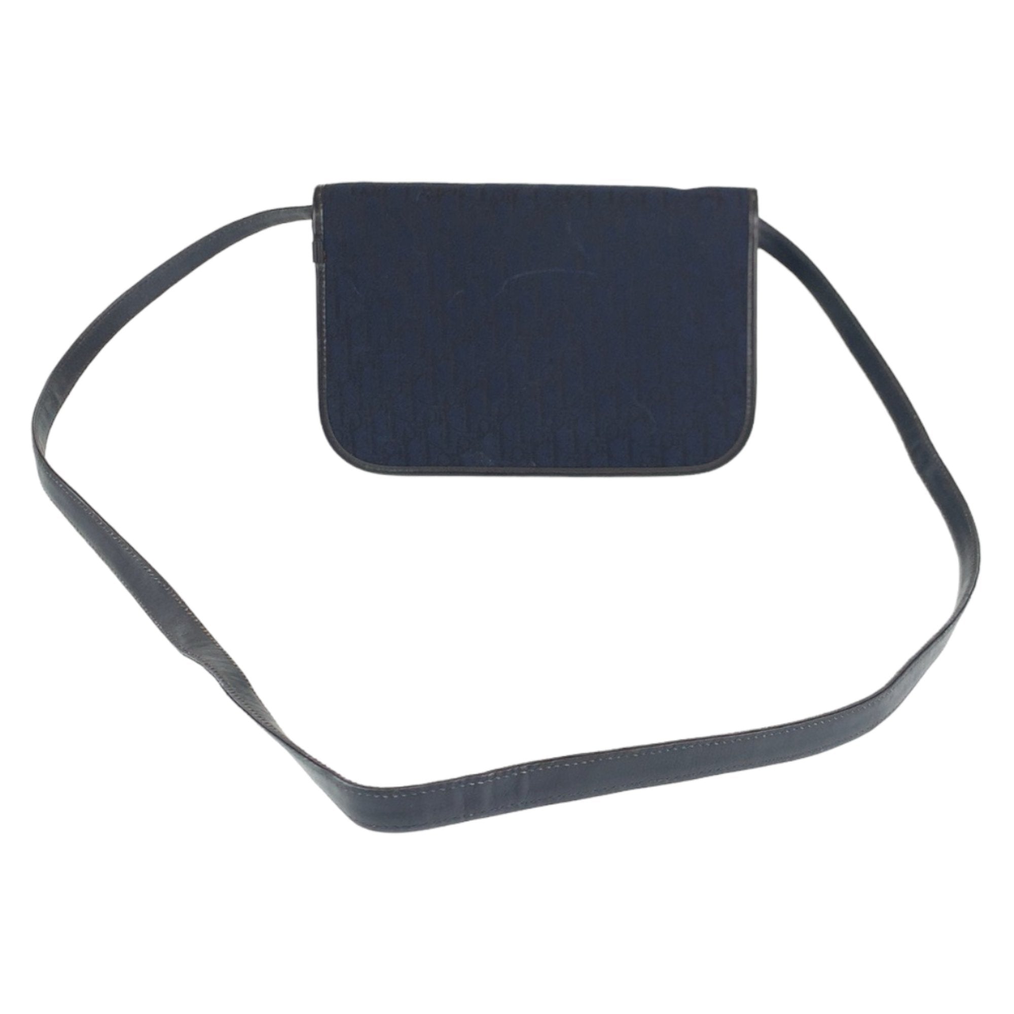 Christian Dior Trotter Navy Canvas Leather Shoulder Bag ()