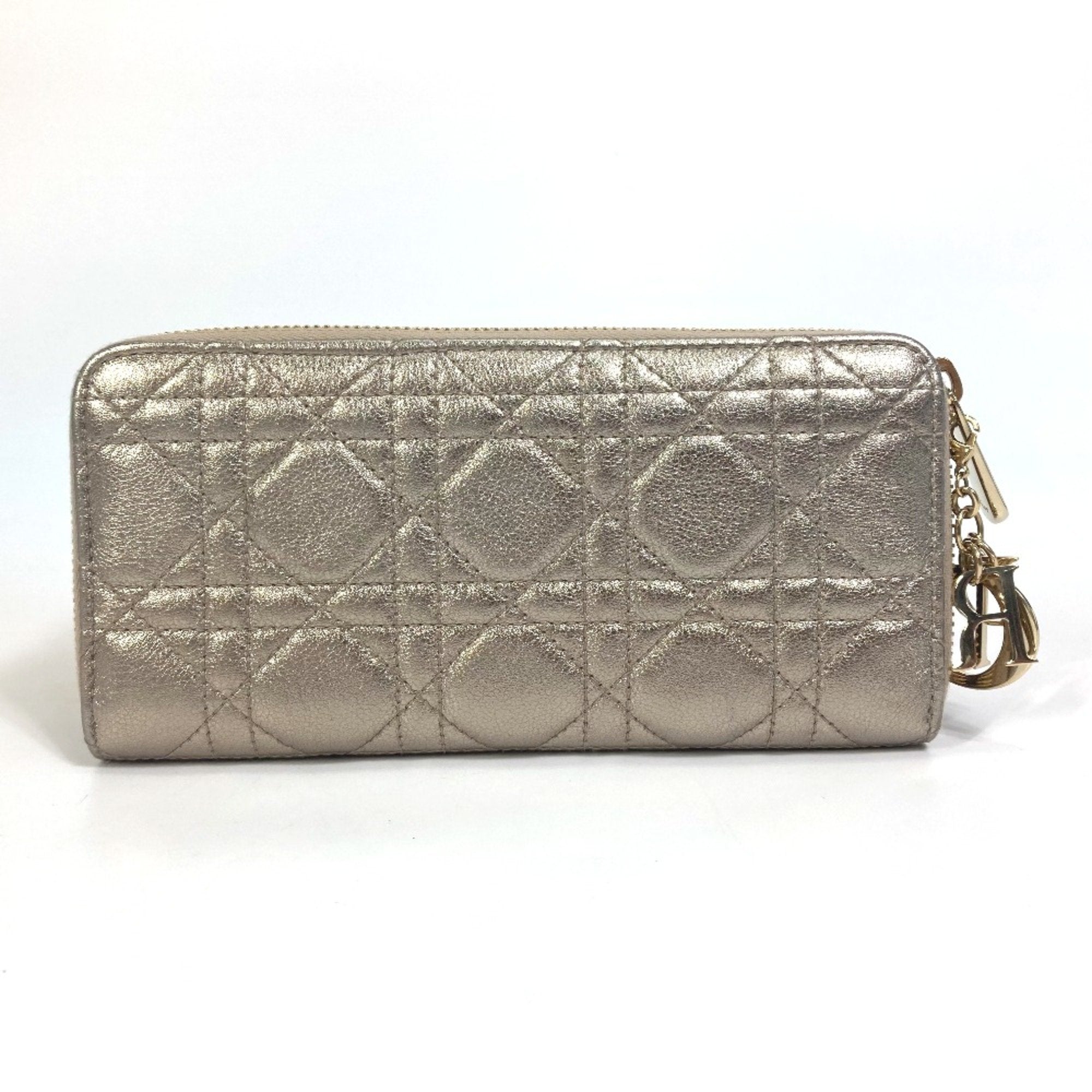 Christian Dior Gold Leather Long Wallet (Bi-Fold) ()