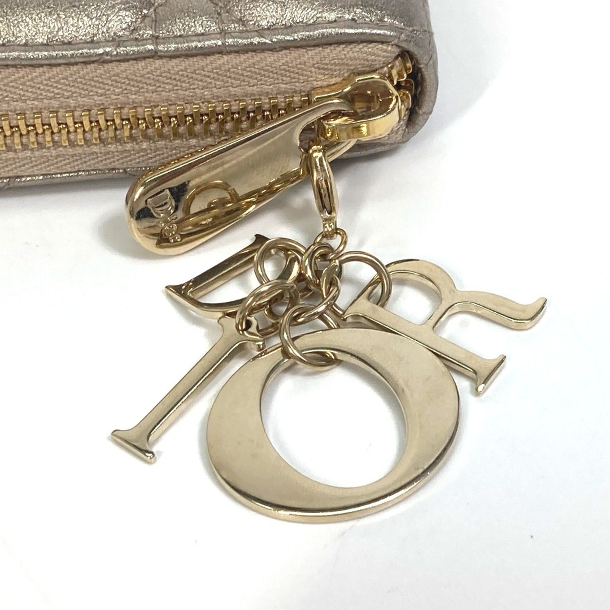Christian Dior Gold Leather Long Wallet (Bi-Fold) ()