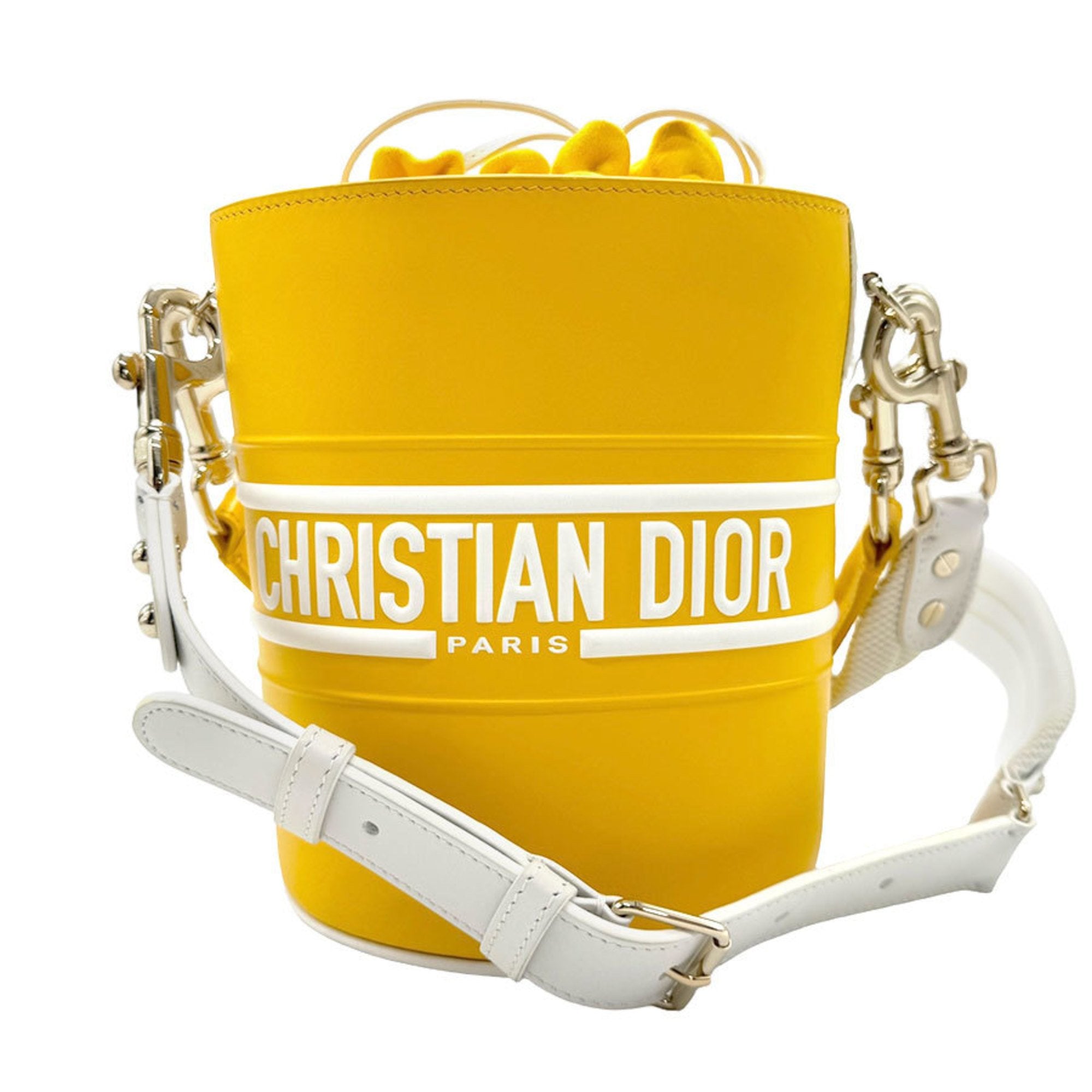 Christian Dior Yellow Leather Handbag Shoulder Bag ()